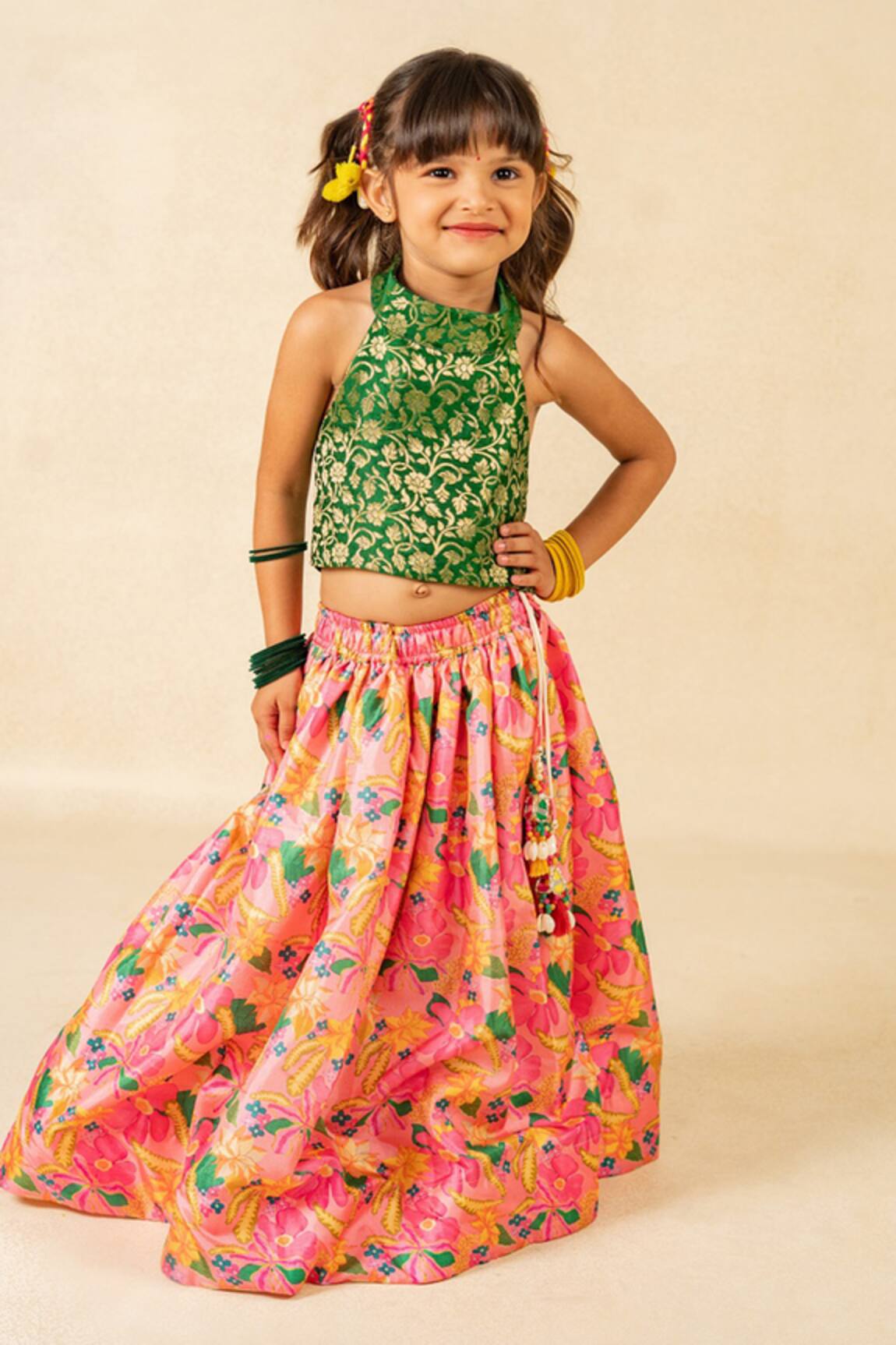 Jilmil Dreamwear Digital Printed Green Top & Lehenga Set 