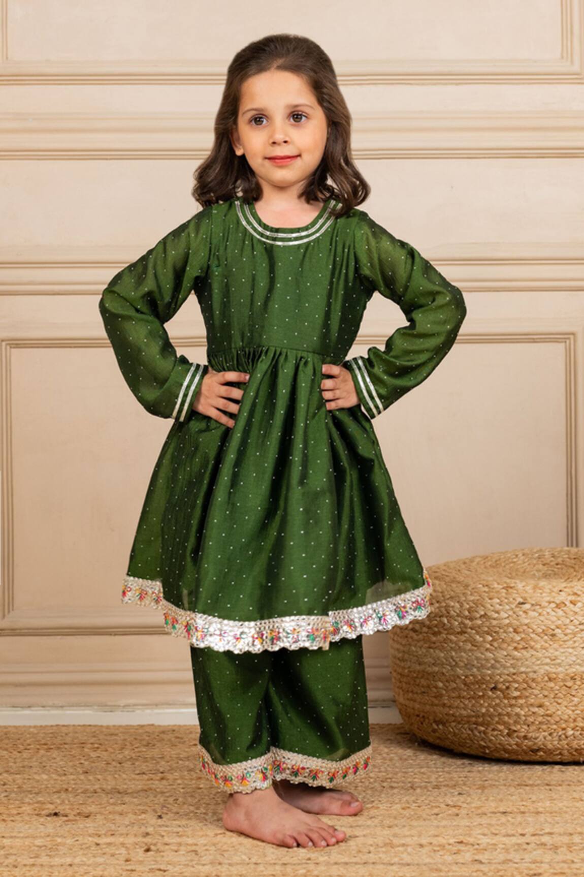 Jilmil Dreamwear Green Embroidered Anarkali & Palazzo Set 