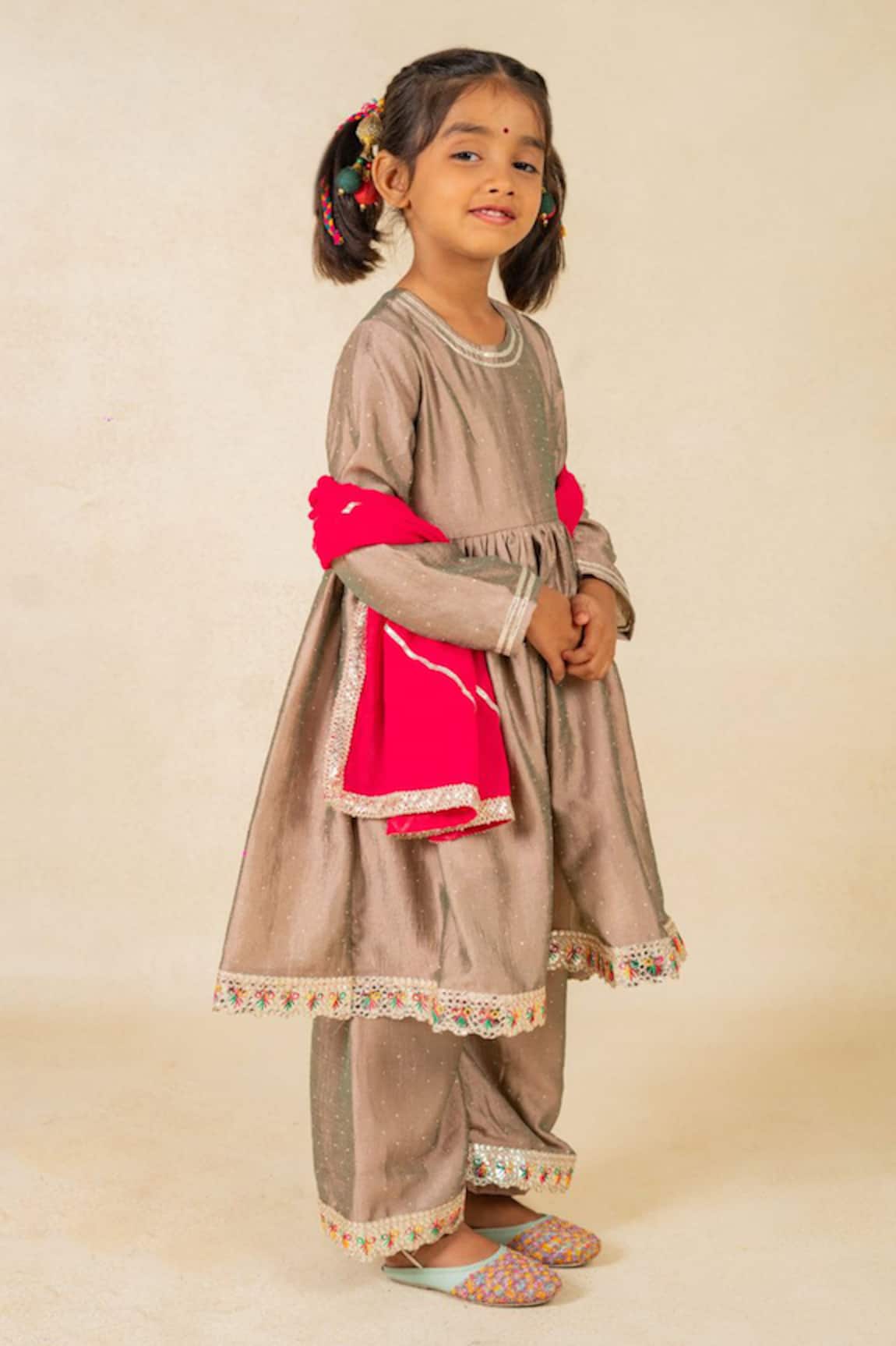 Jilmil Dreamwear Grey Embroidered Anarkali Set 