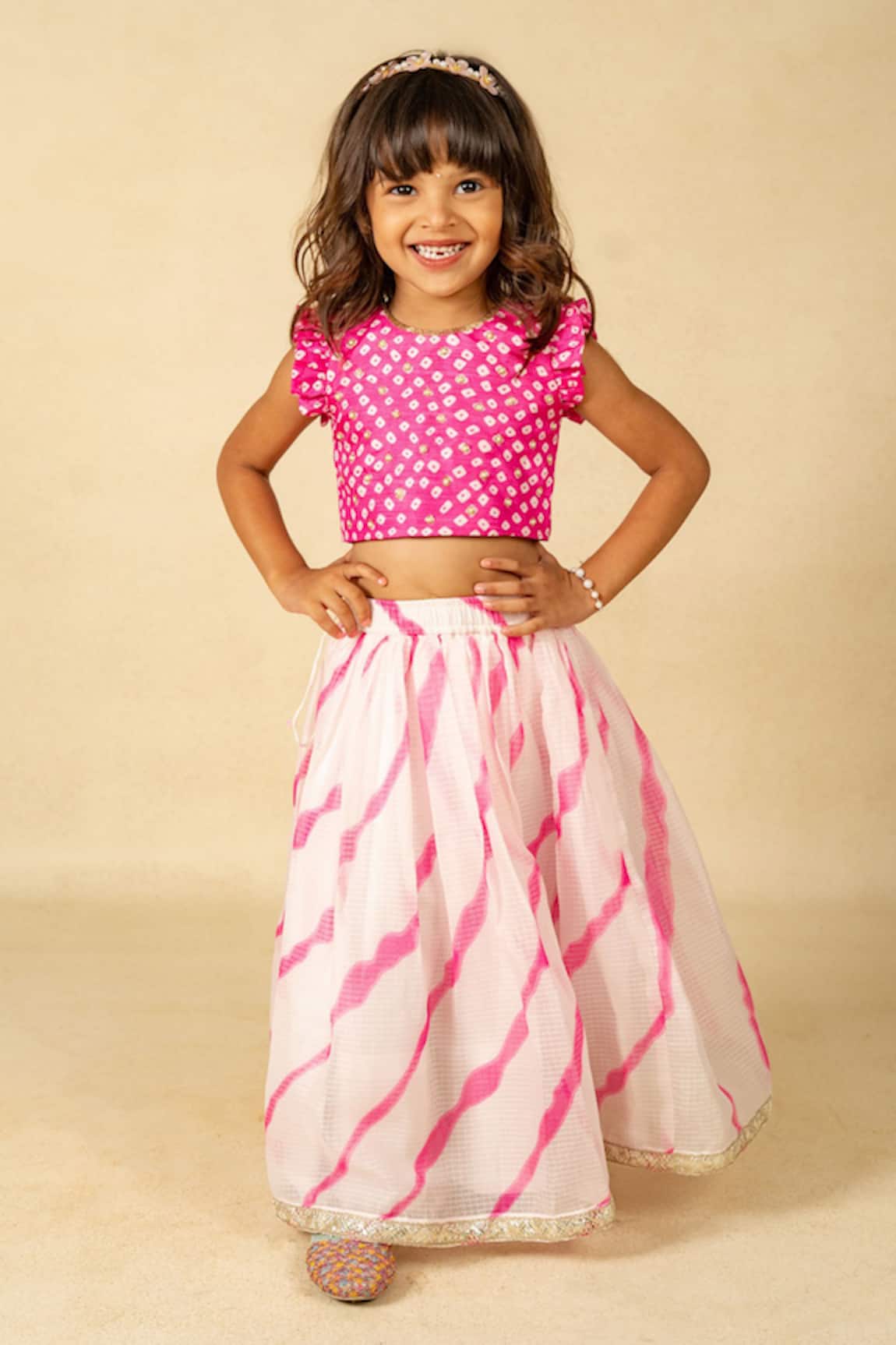 Jilmil Dreamwear Pink Embroidered Top & Lehenga Set 