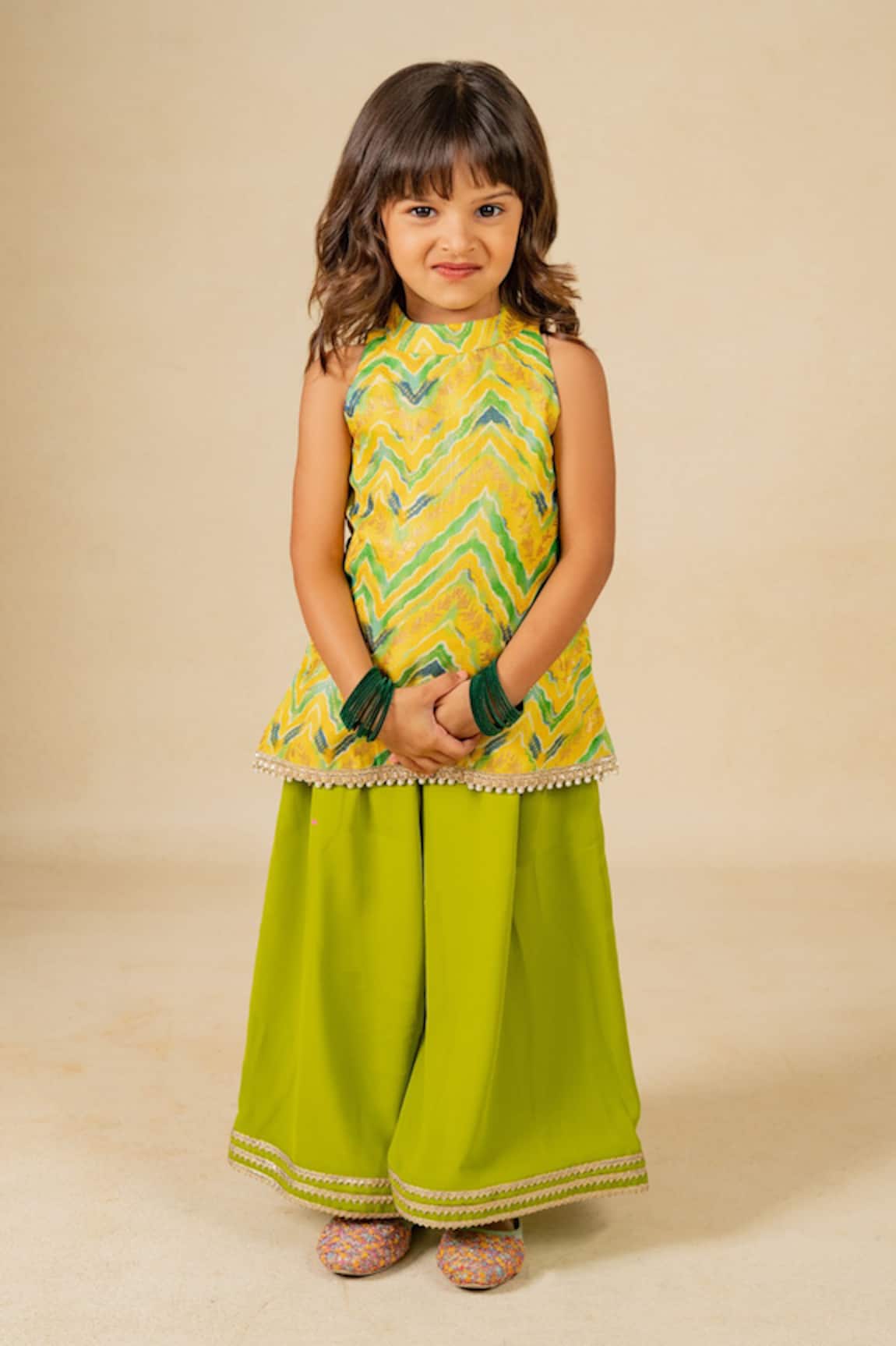 Jilmil Dreamwear Yellow Embroidered Top & Palazzo Set 