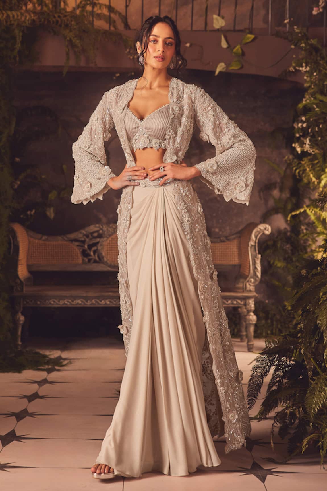 Roqa Ivory Designer Jacket Skirt Set 