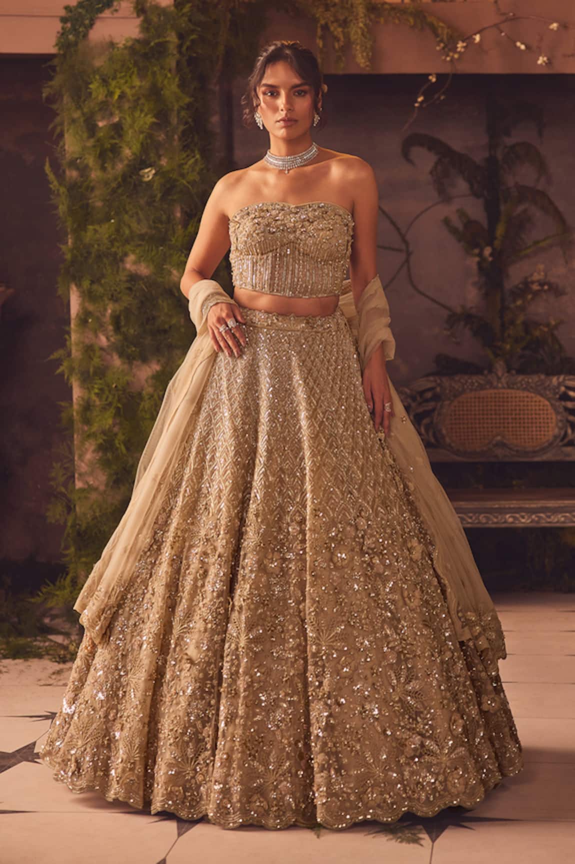 Roqa Designer Gold Lehenga Set 