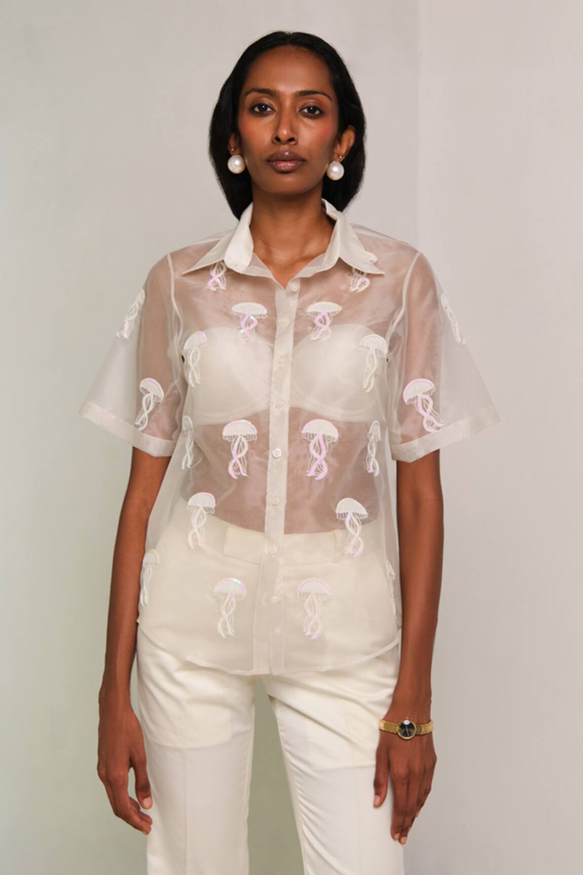 Shimona Jelly Fish Silk Organza Shirt 