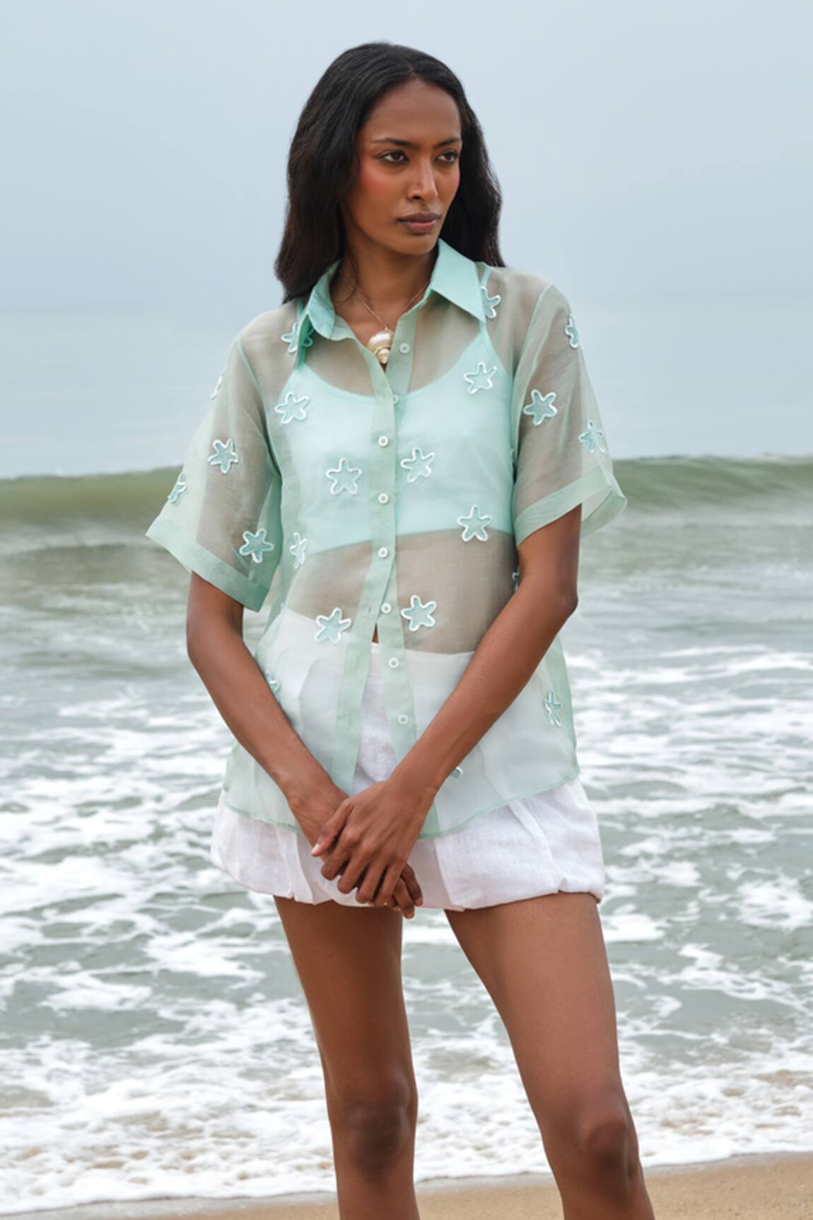 Shimona Star Fish Silk Organza Shirt 