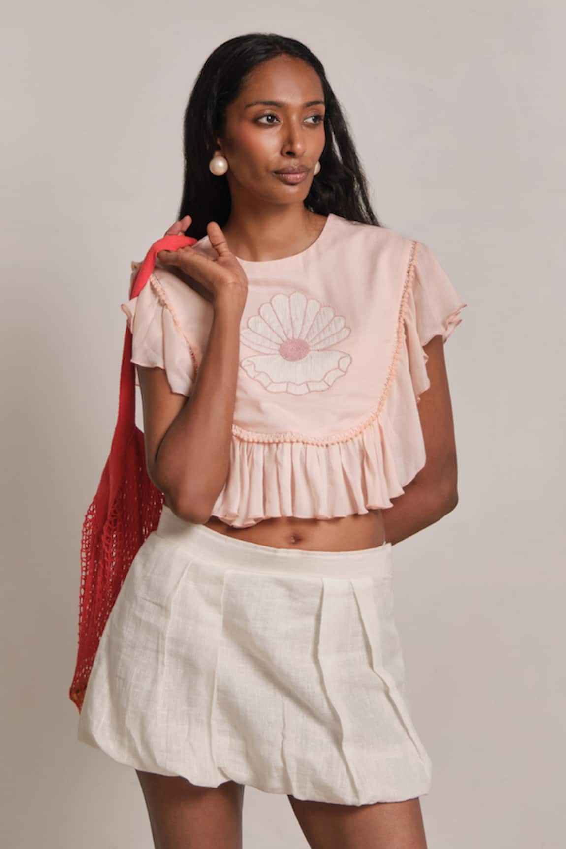 Shimona Mother of Pearl Frill Top 