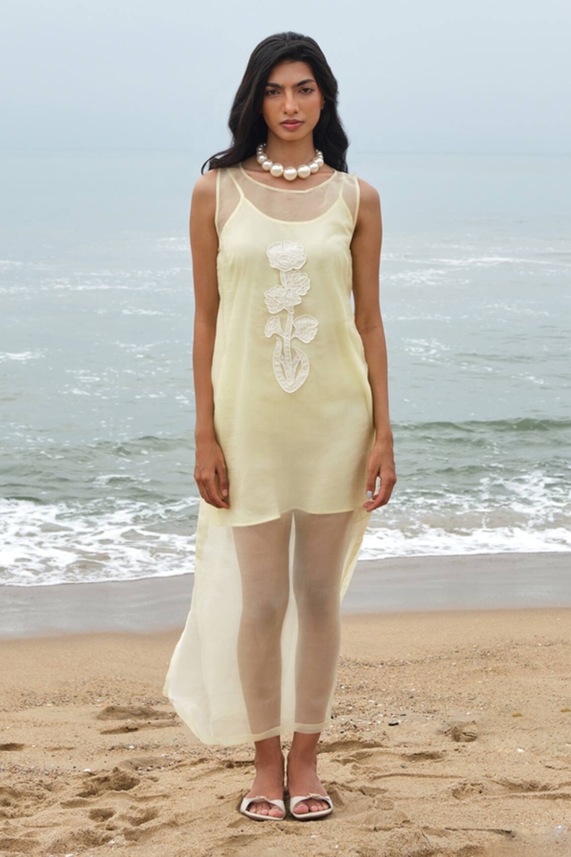 Shimona Yellow Silk Organza Dress 