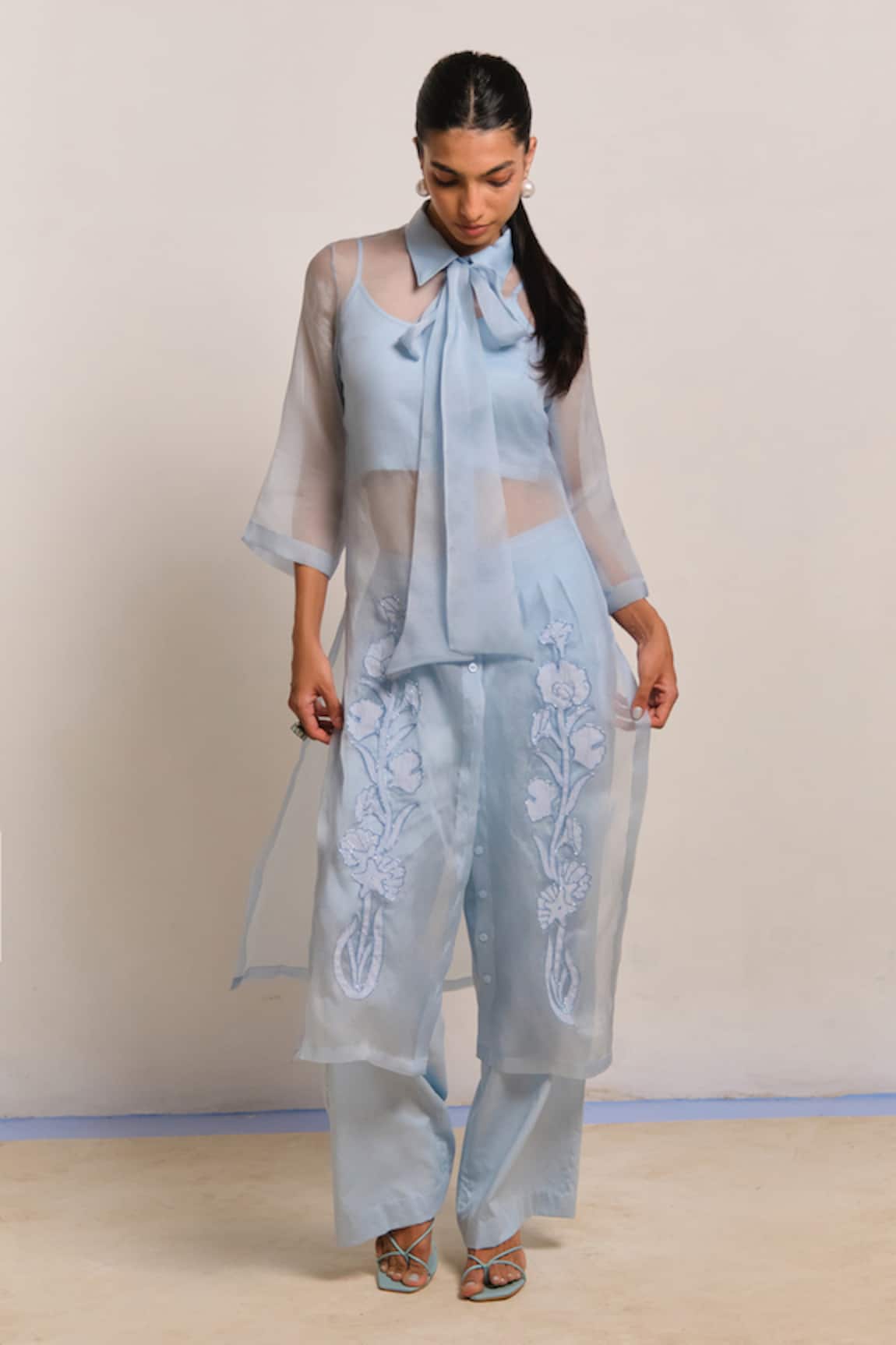 Shimona Azure Designer Kurta Pant Set 