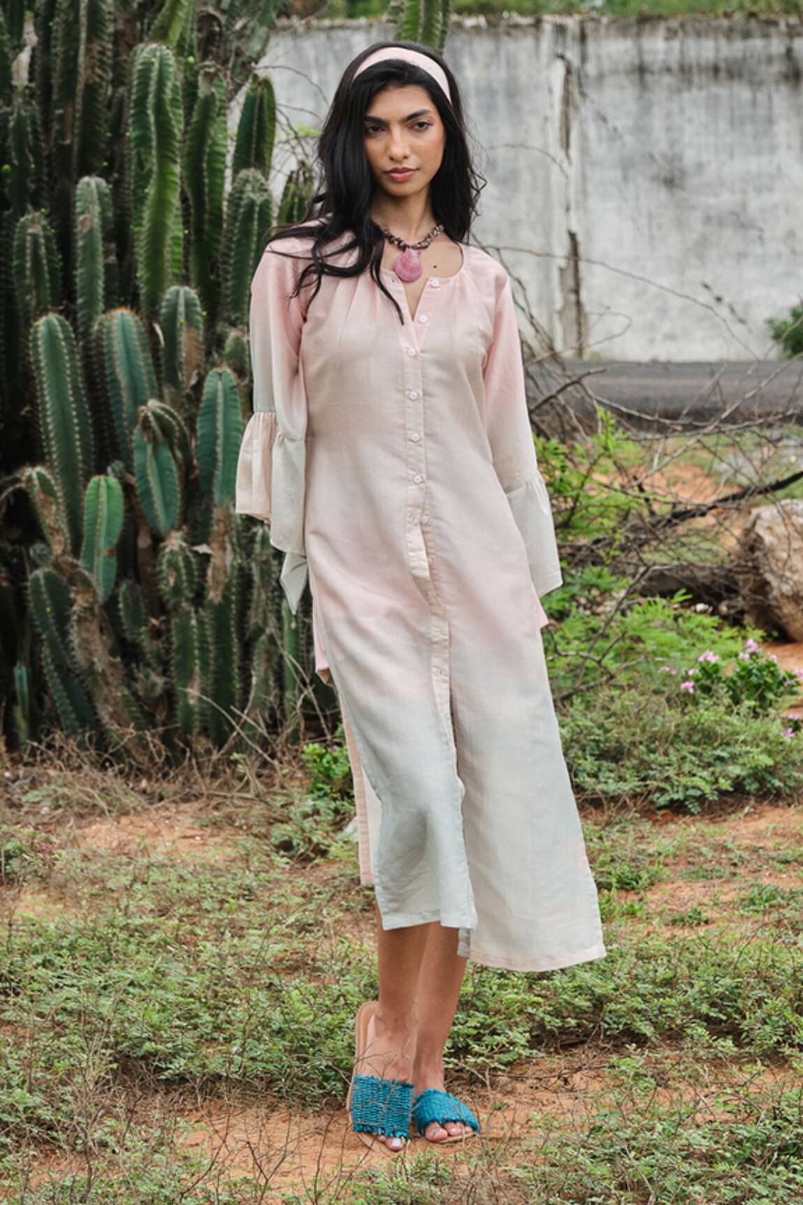 Shimona Ocean Mist Silk Chanderi Kaftan 