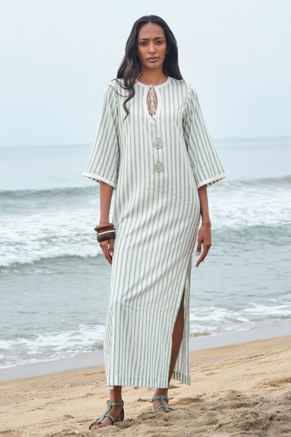 Shimona Striped Modal Satin Dress 