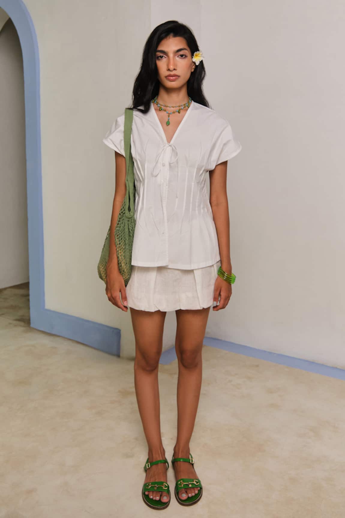 Shimona Classic White Tie Up Shirt 
