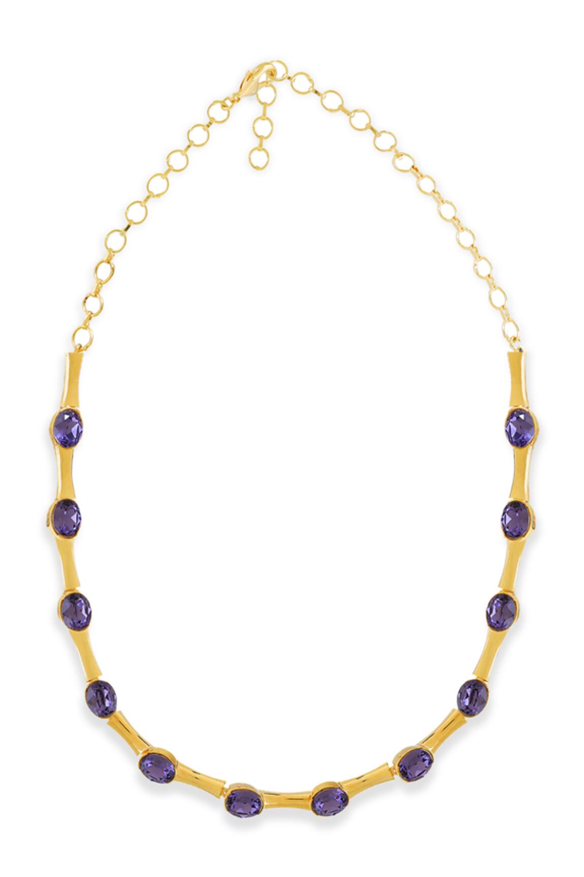Esme By Aashna Dalmia Gold Plated Purple Choker 