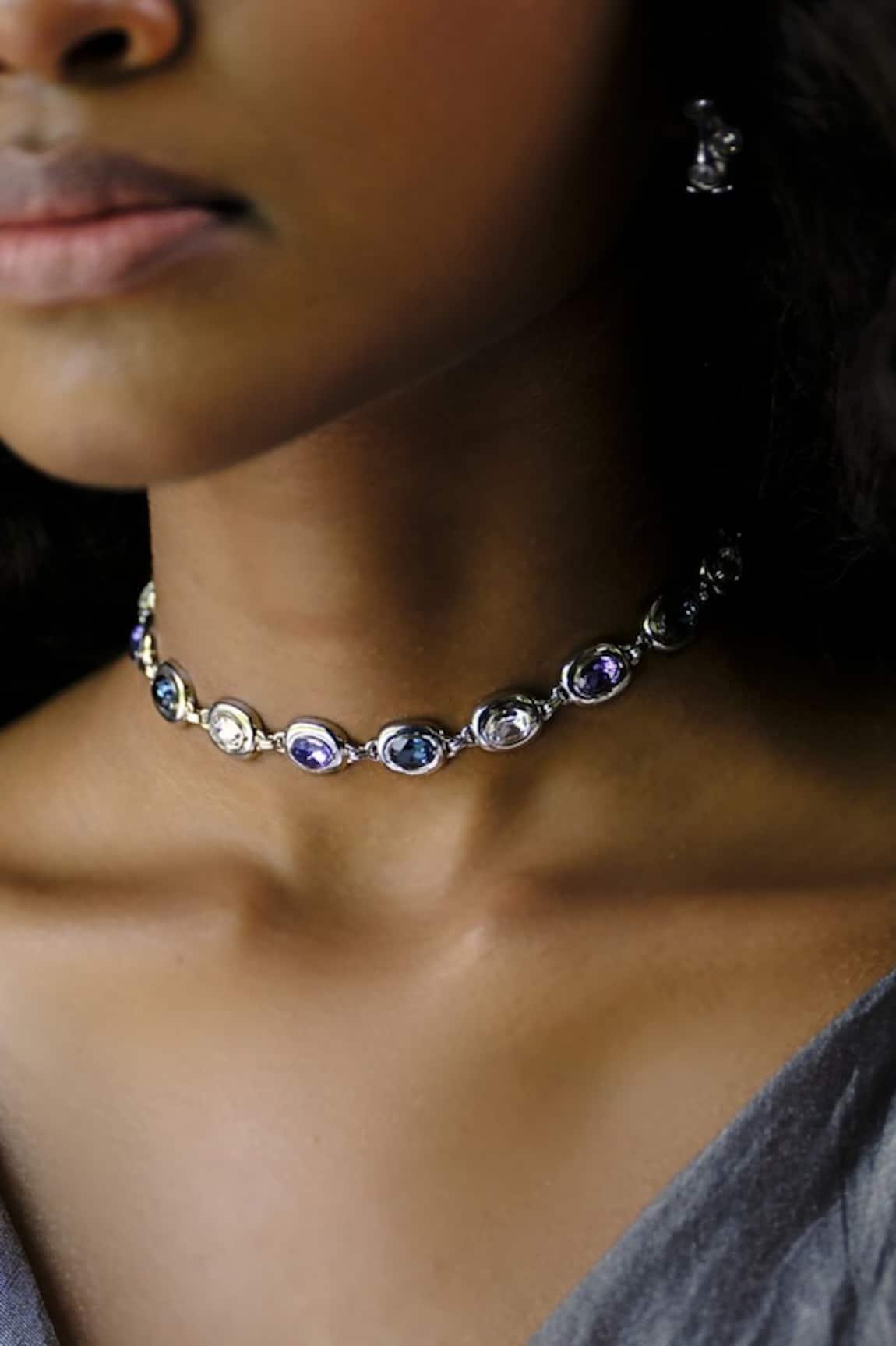 ESME Designer Blue & Silver Choker 
