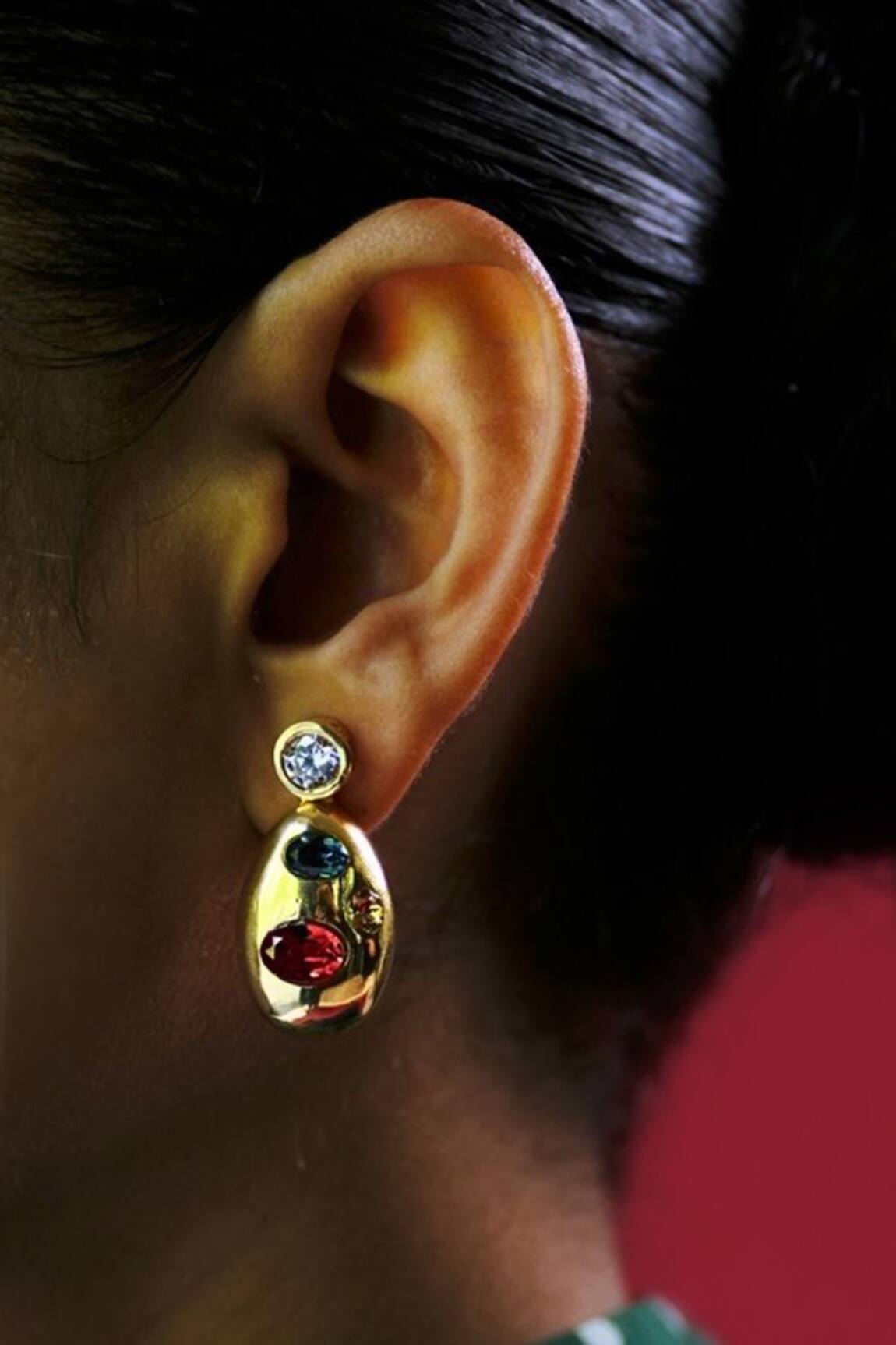 Esme By Aashna Dalmia Red Designer Gold Plated Earrings 