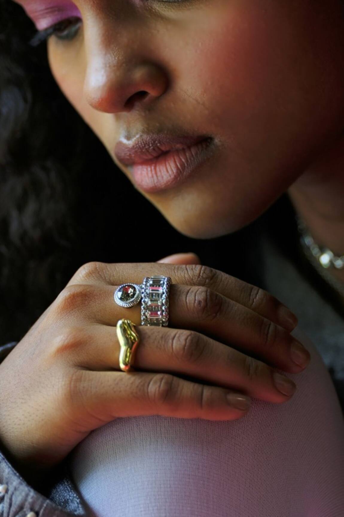 Esme By Aashna Dalmia Purple Gold Plated Designer Ring 
