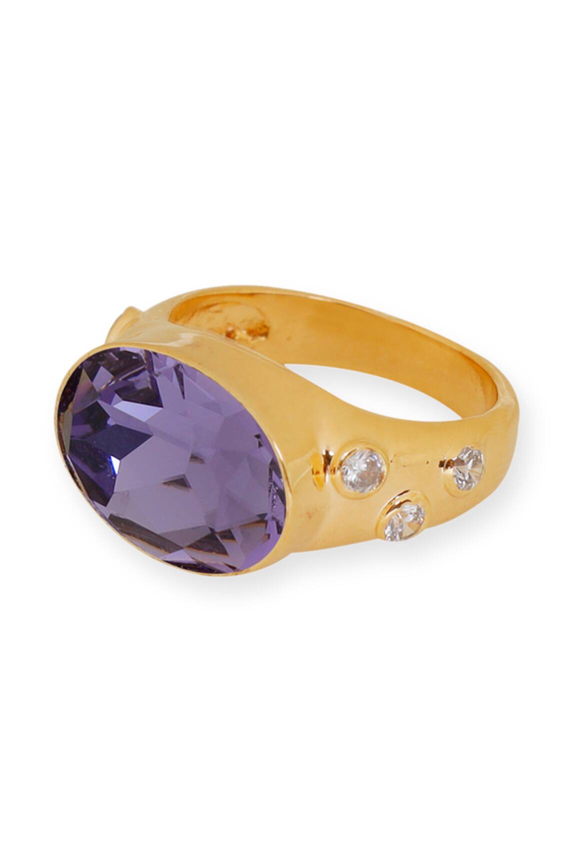 Esme By Aashna Dalmia Purple Gold Plated Designer Ring 