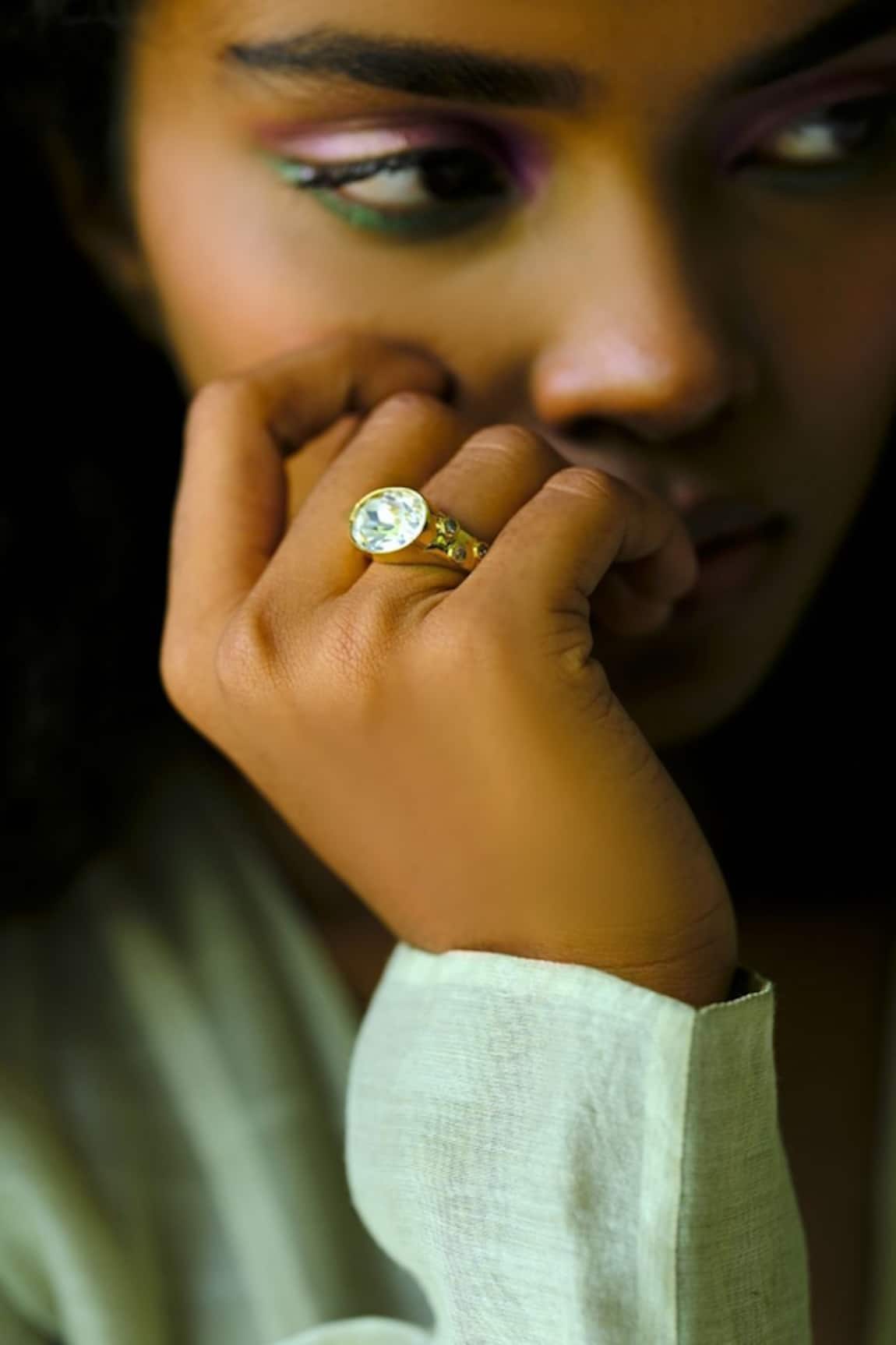 Esme By Aashna Dalmia Gold Plated Designer Ring 
