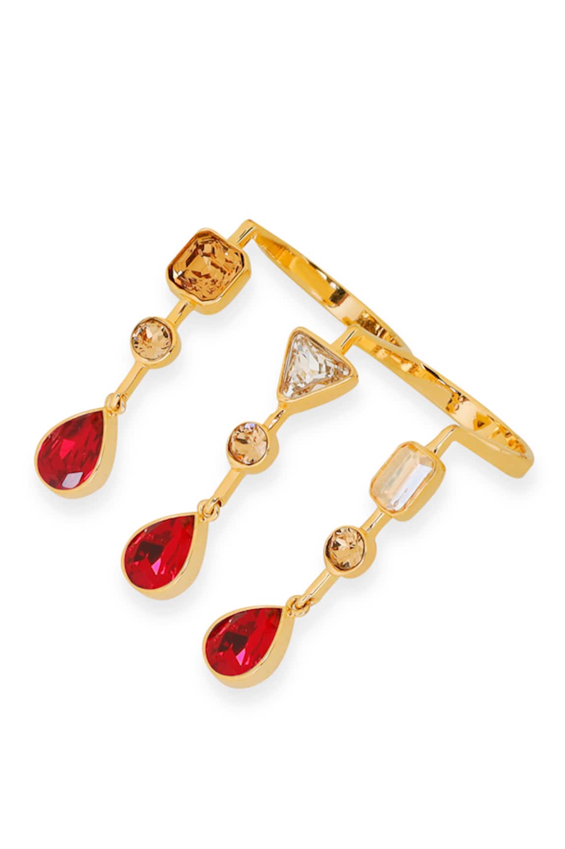 Esme By Aashna Dalmia Designer Red Stone Gold Plated Ring 
