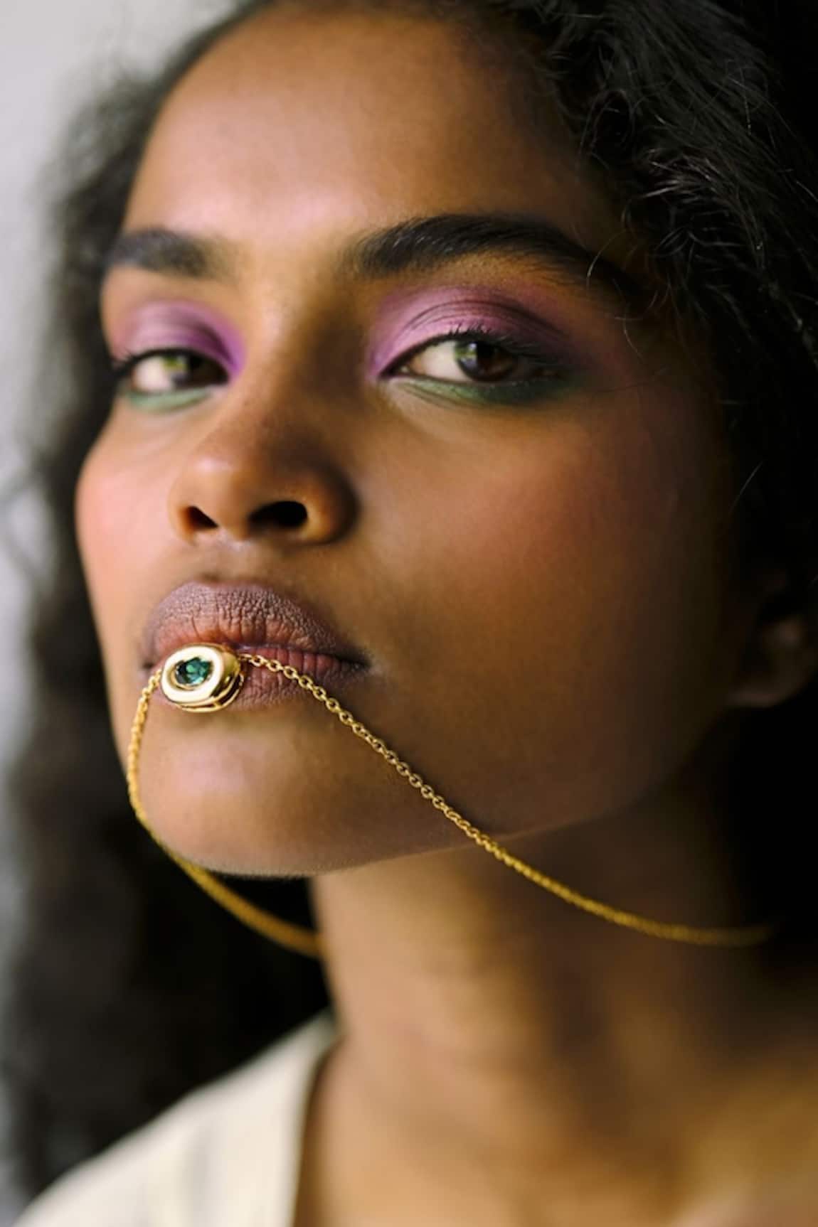 Esme By Aashna Dalmia Green Gemstone Pendant Necklace 