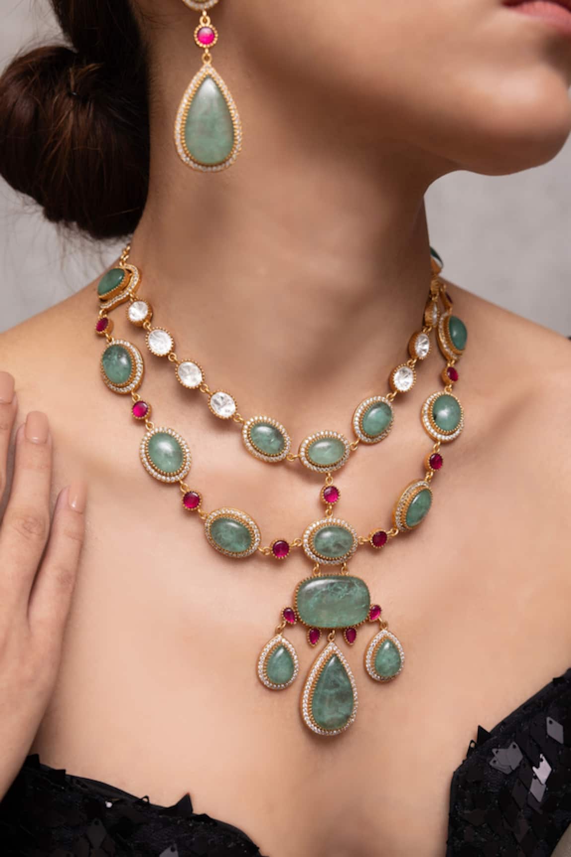Joules By Radhika Yamisha Green Necklace Set 