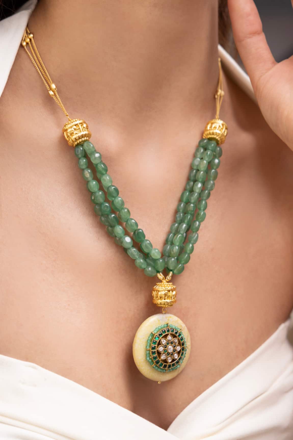 Joules By Radhika Sakina Green Beaded Necklace 