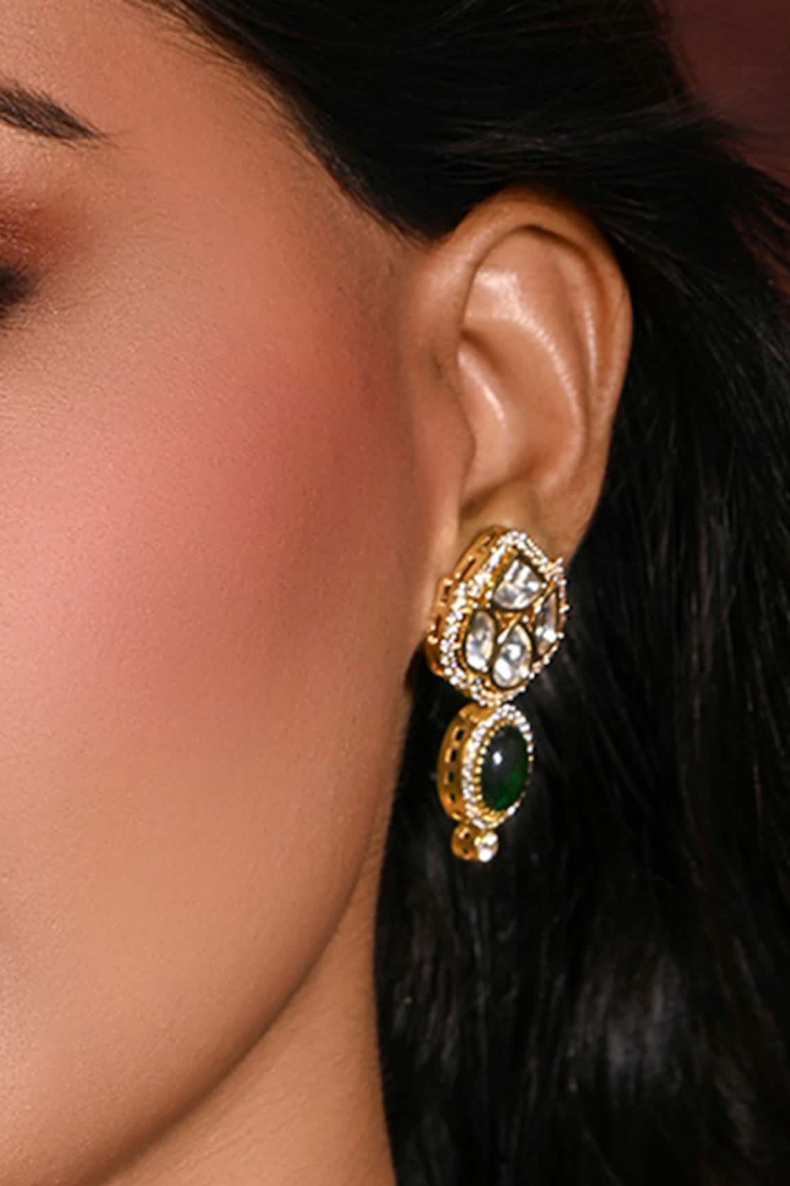 Joules By Radhika Golden Glow Green Earrings 