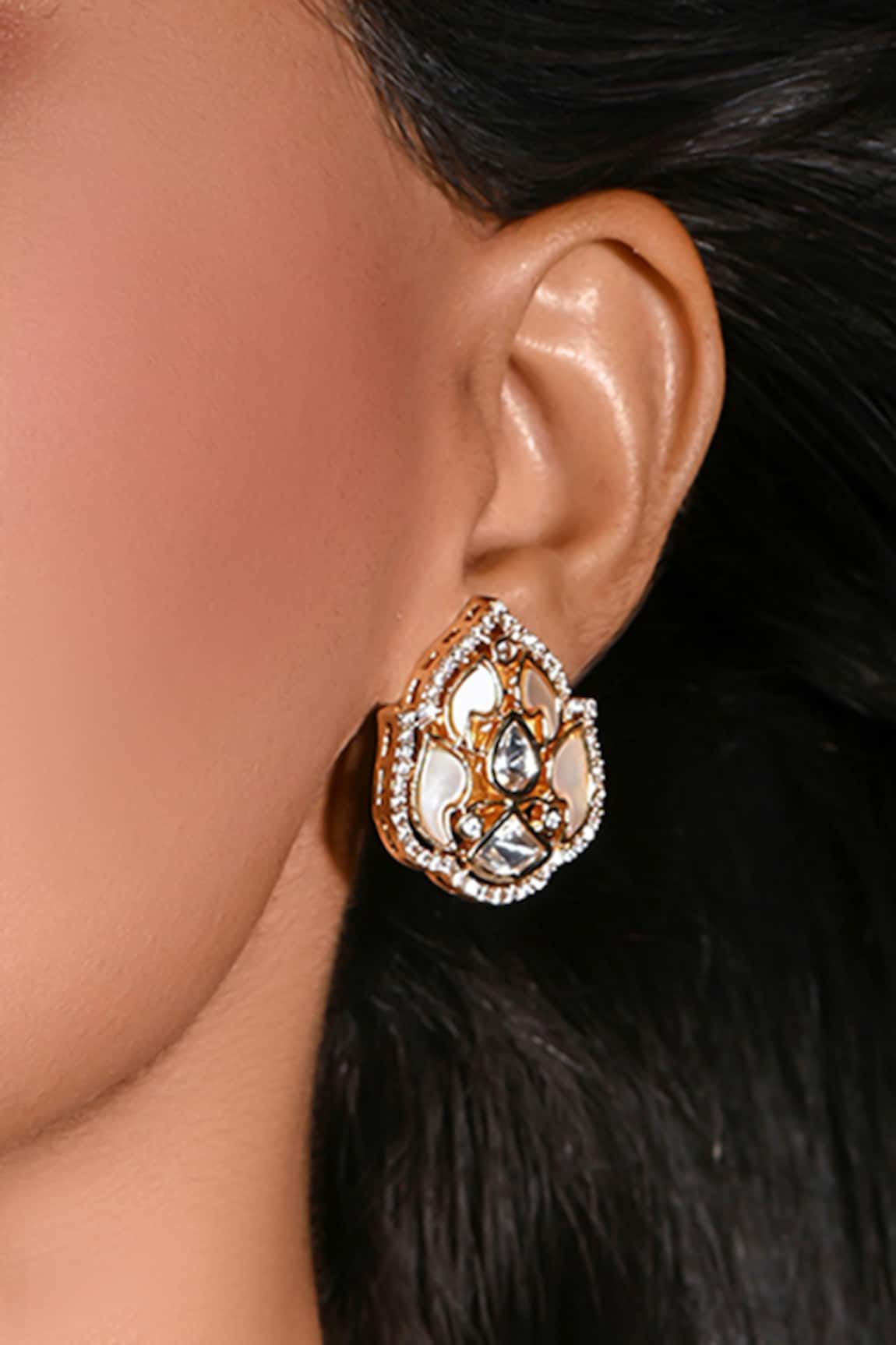 Joules By Radhika Kundan Twilight Gold Earrings 