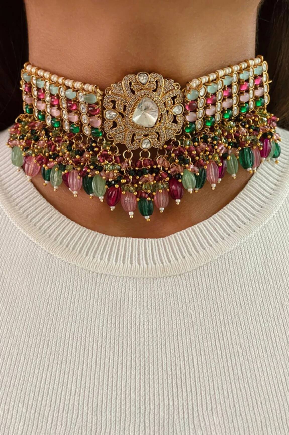 Prerto Gulabo Golden Floret Multi Beads Set 
