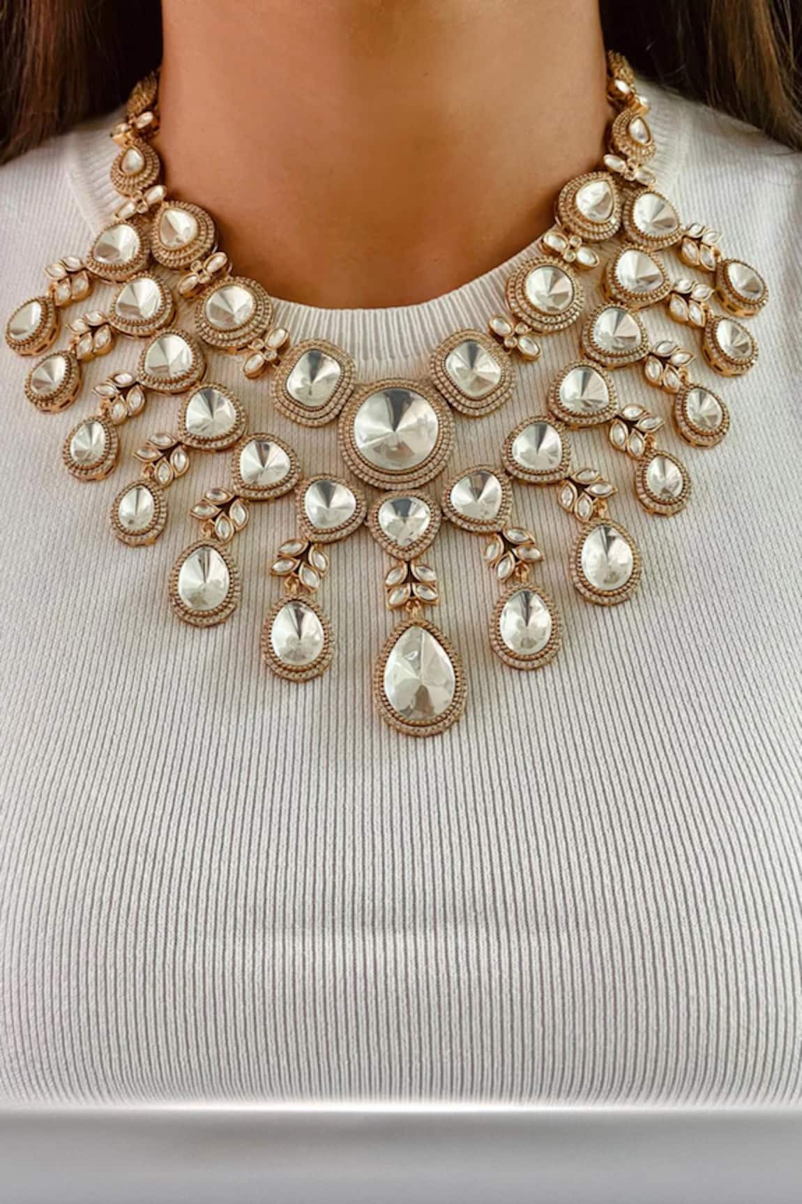 Prerto Seesha Kundan Floret Polki Necklace Set 