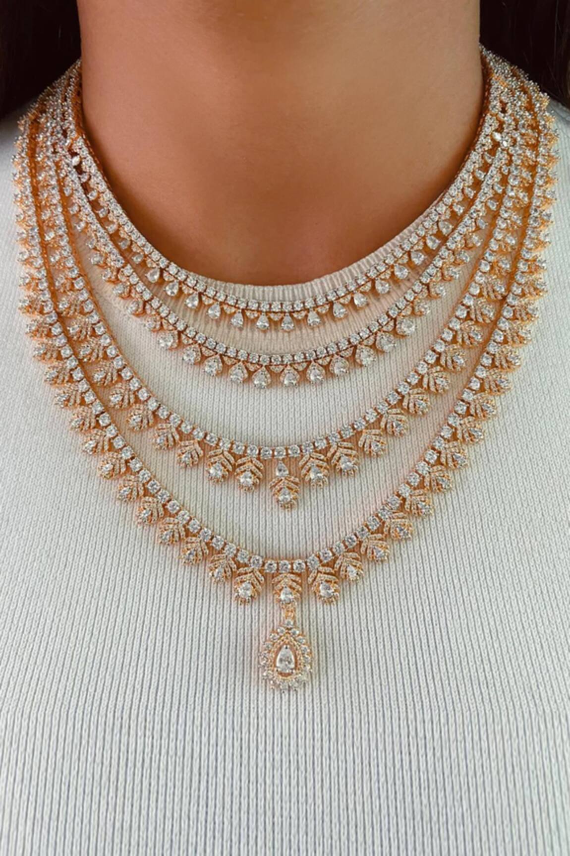 Prerto 4 Layer Golden Finish Necklace Set 