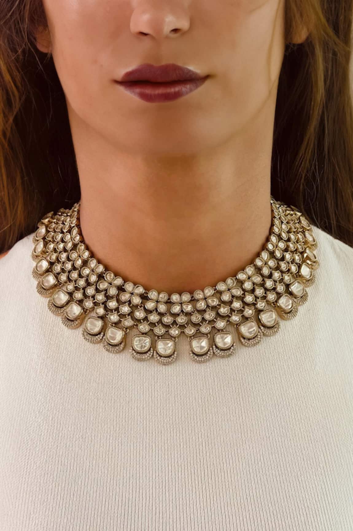 Prerto Azmi Kundan Polki Necklace Set 