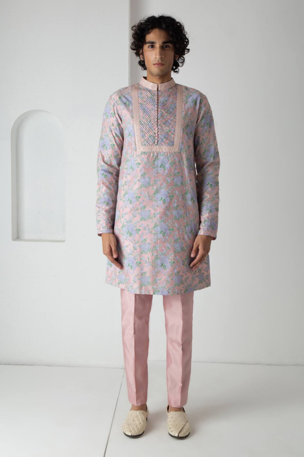 Chhaya Mehrotra Dusty Pink Block Printed Kurta Set 