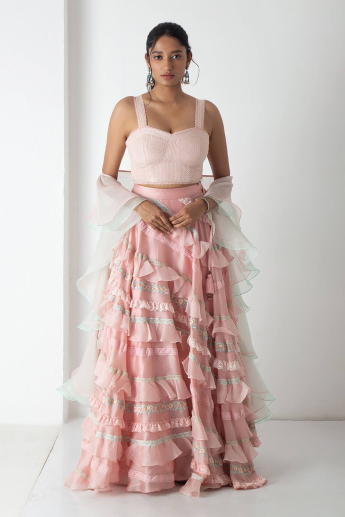 Chhaya Mehrotra Carnation Pink Designer Lehenga Set 