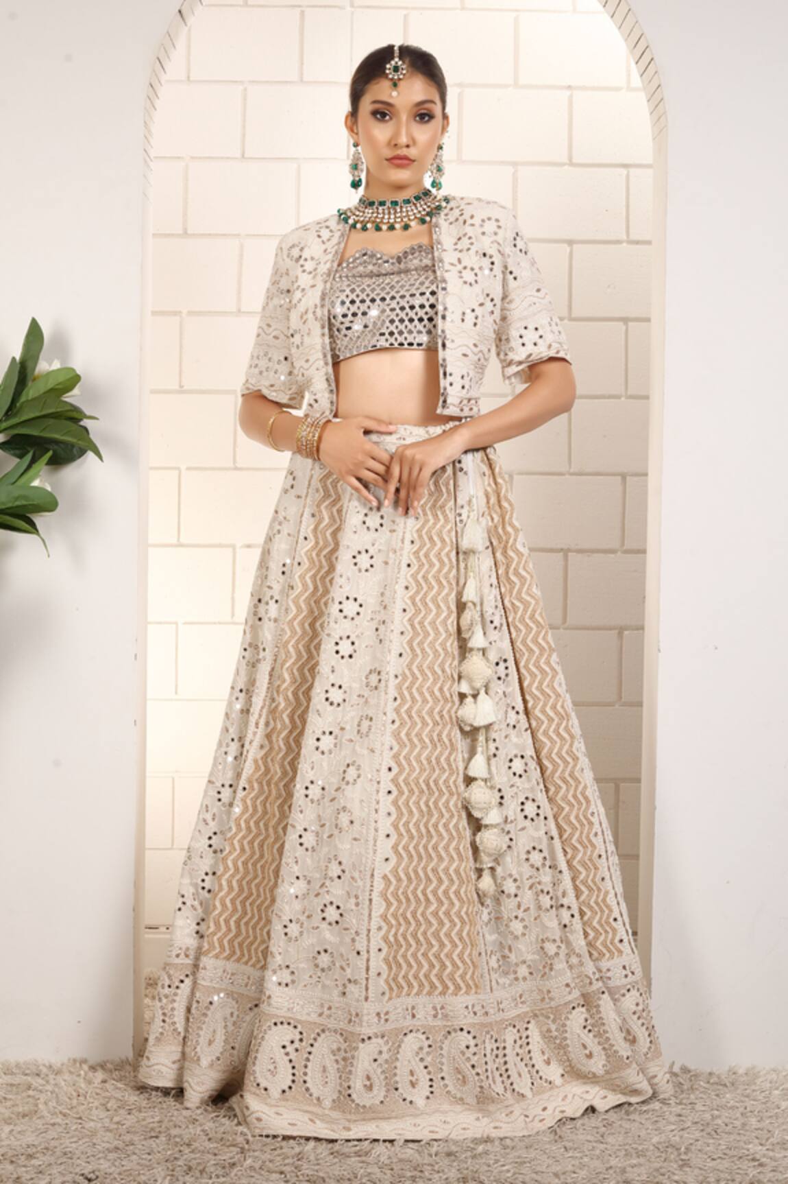 Anita Kanwal Designer White Georgette Lehenga Set 
