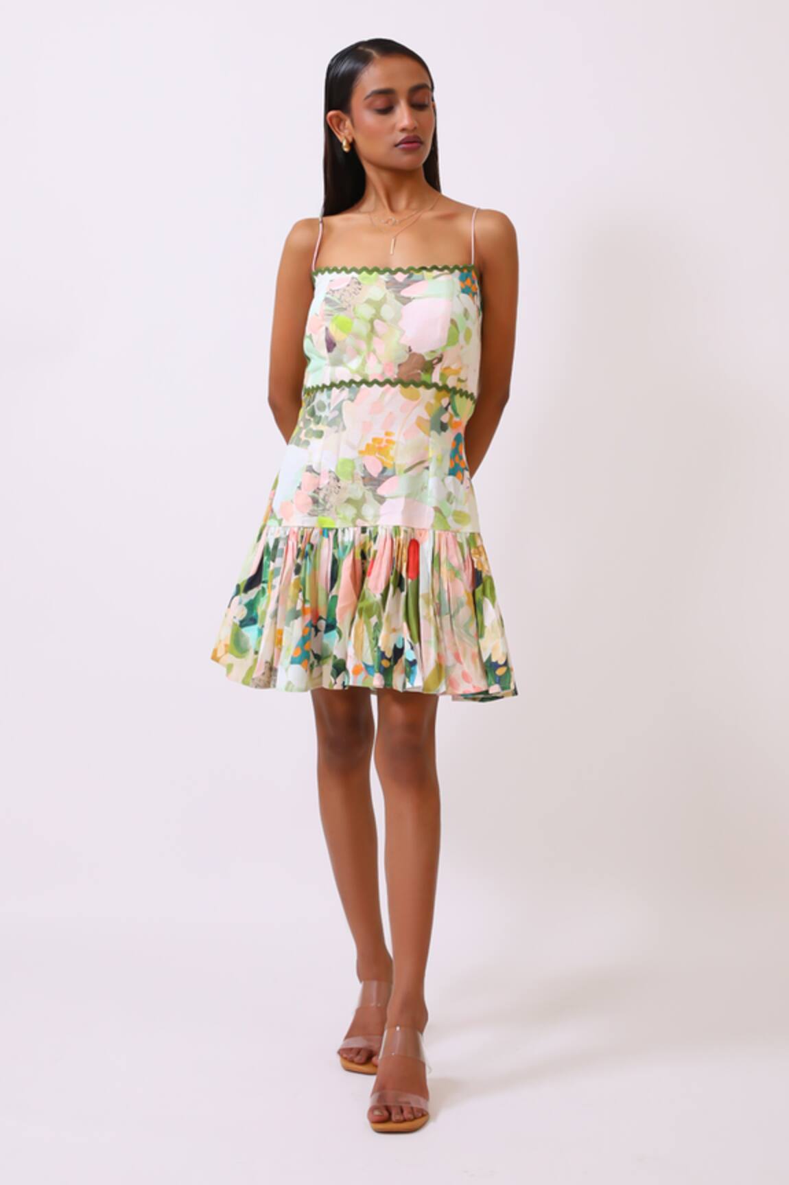 Baani Khurana Floral Print Cotton Linen Dress 