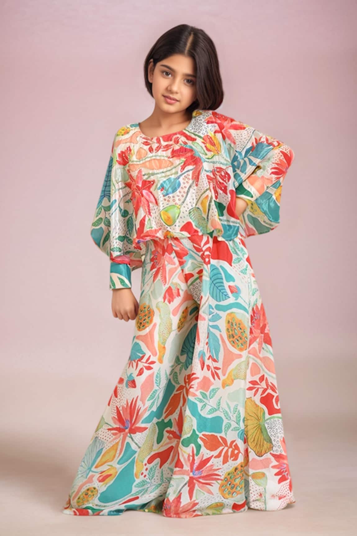 Petite Pomme Multi Color Designer Top & Palazzo Set 