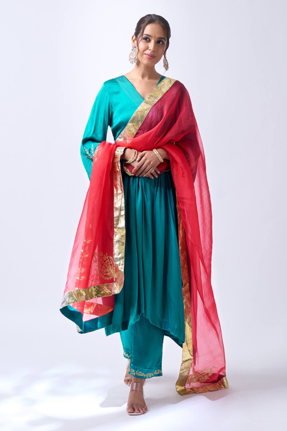 House Of Pink Zari Embroidered Anarkali Set 