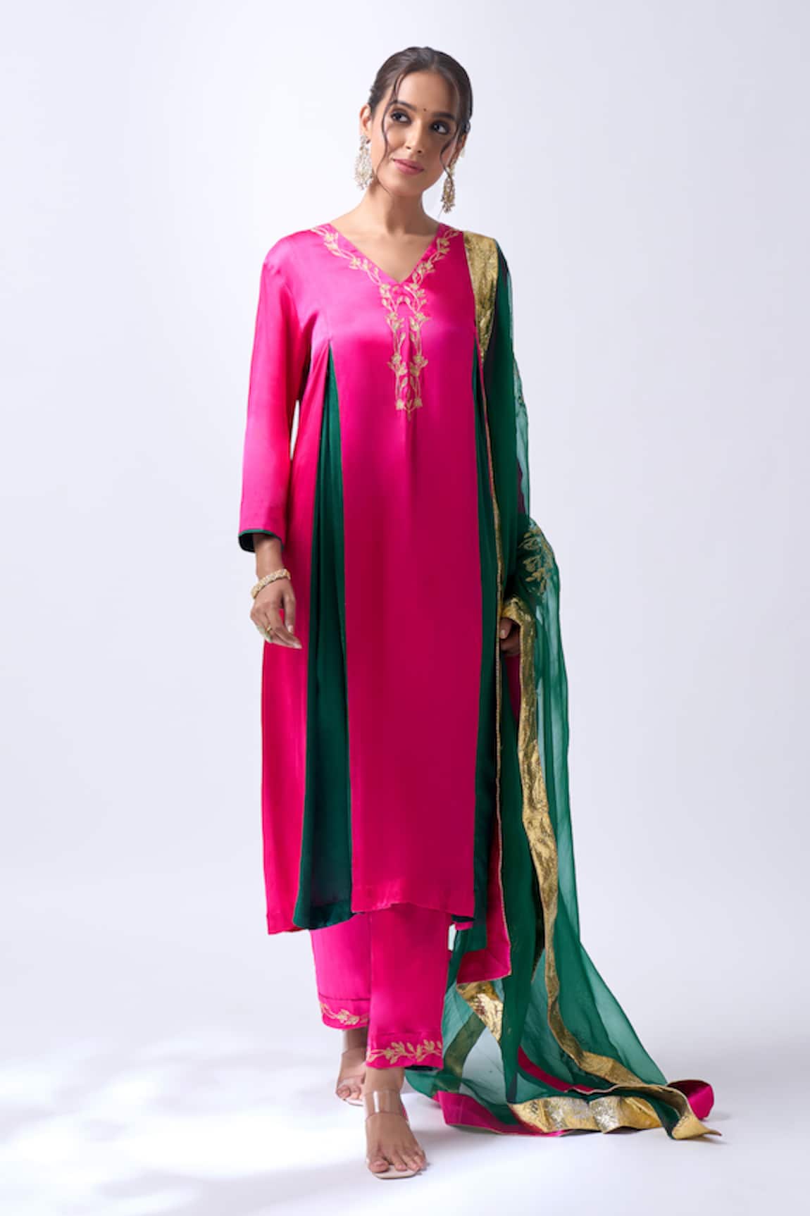 House Of Pink Rani Pink Zari Embroidered Kurta Set 