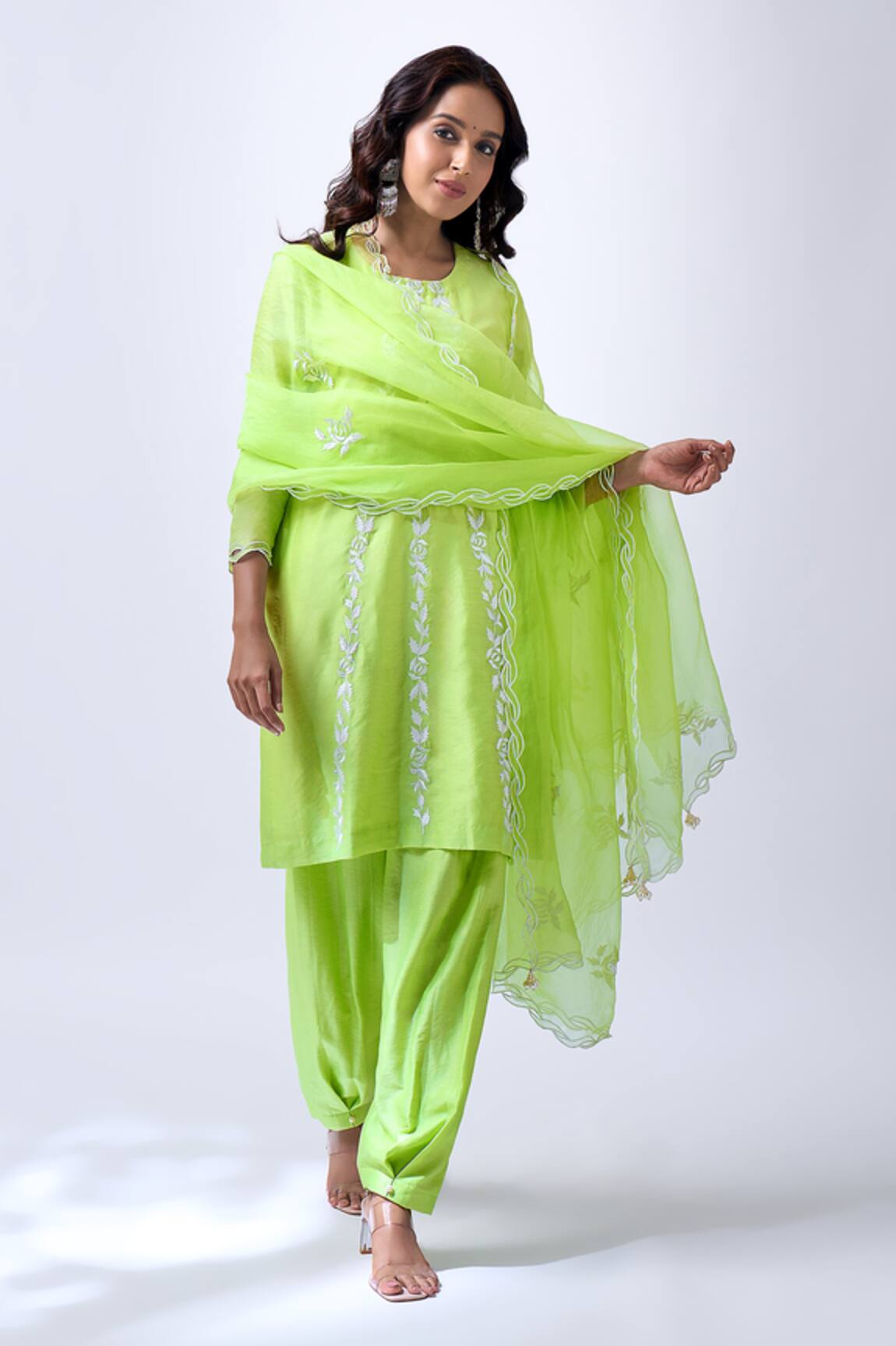 House Of Pink Pastel Green Kurta Tulip Pant Set 