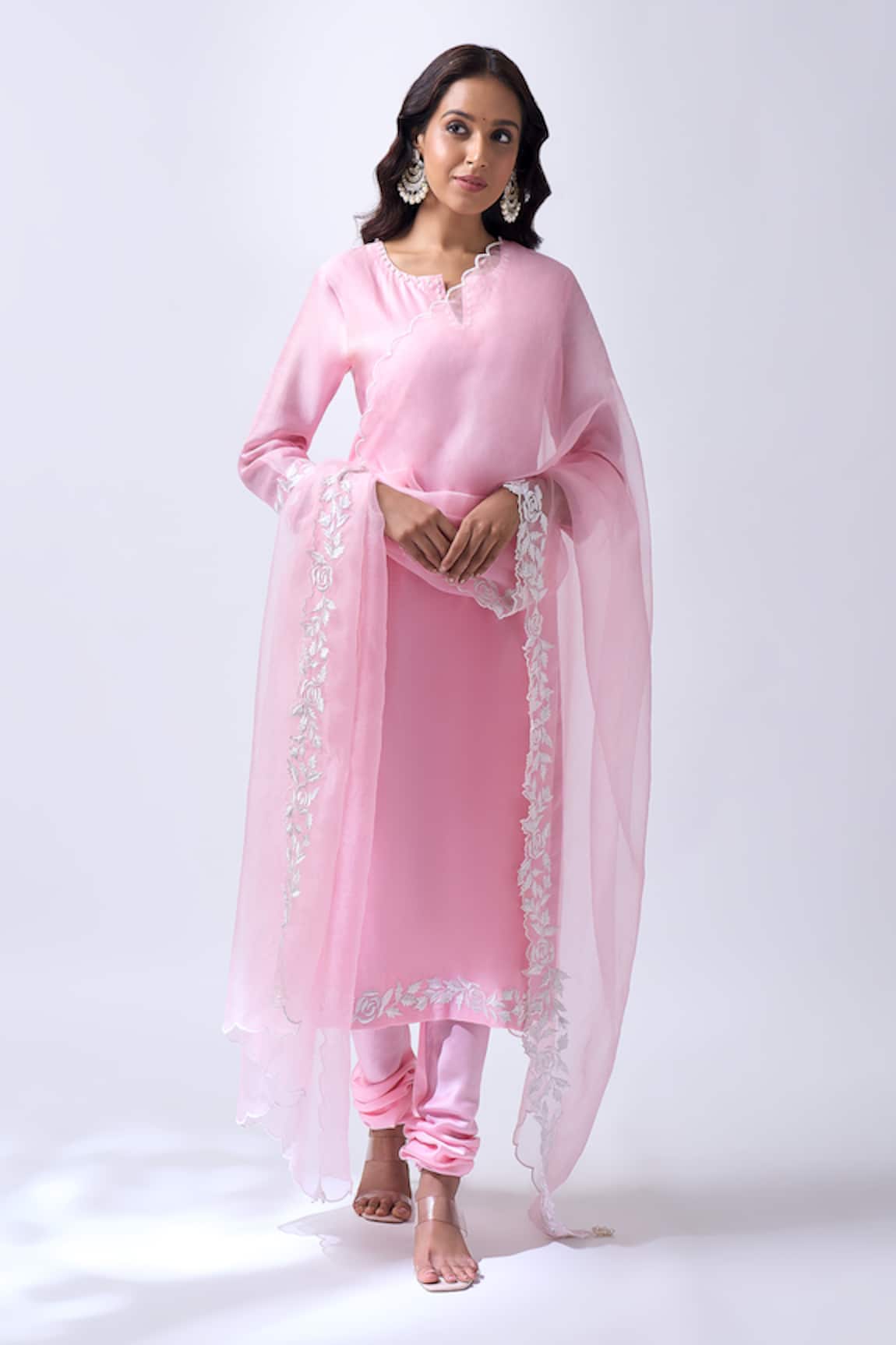 House Of Pink Powder Pink Embroidered Kurta Set 