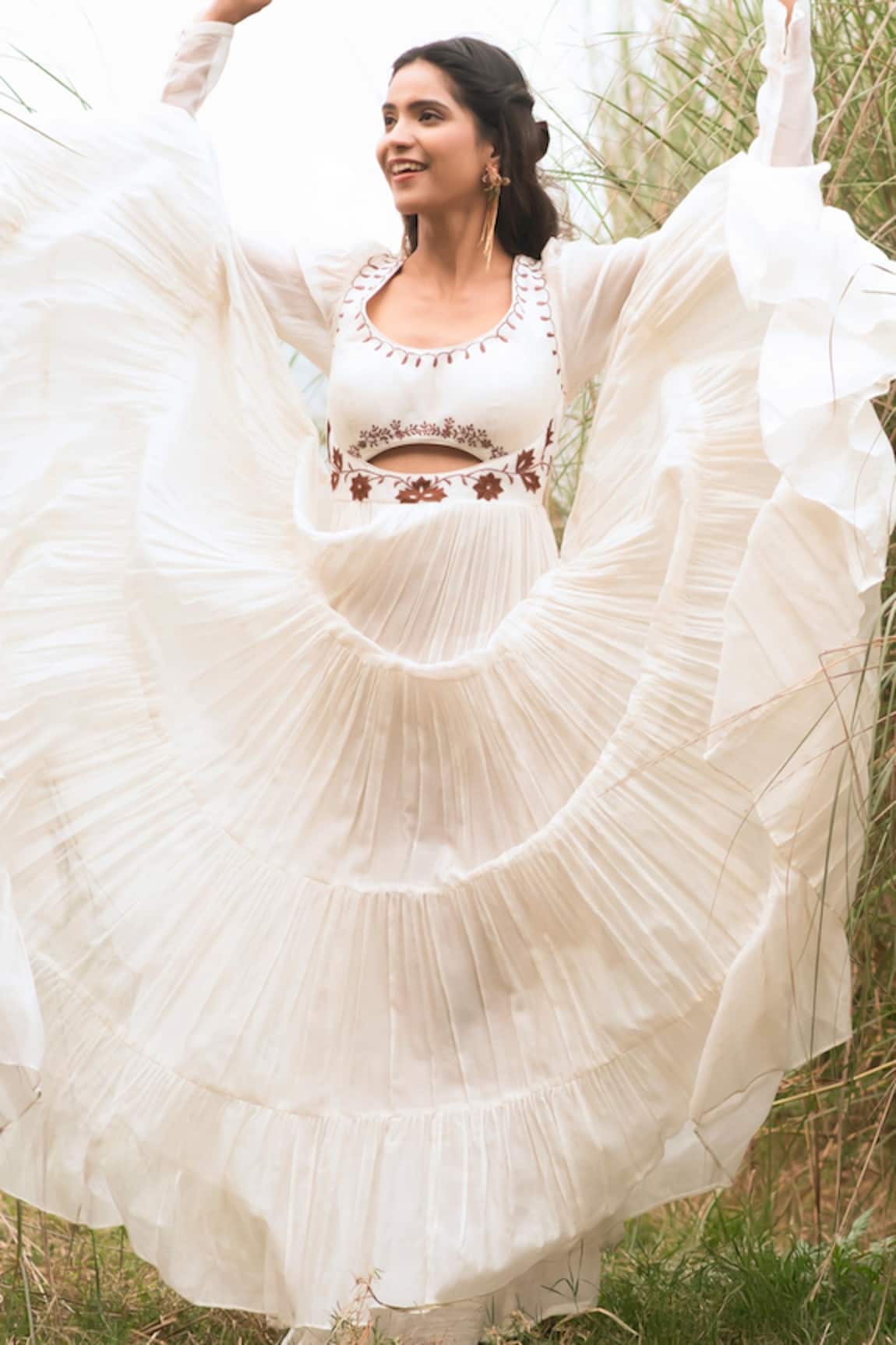 Kushani Bohemian Ivory Tiered Dress 
