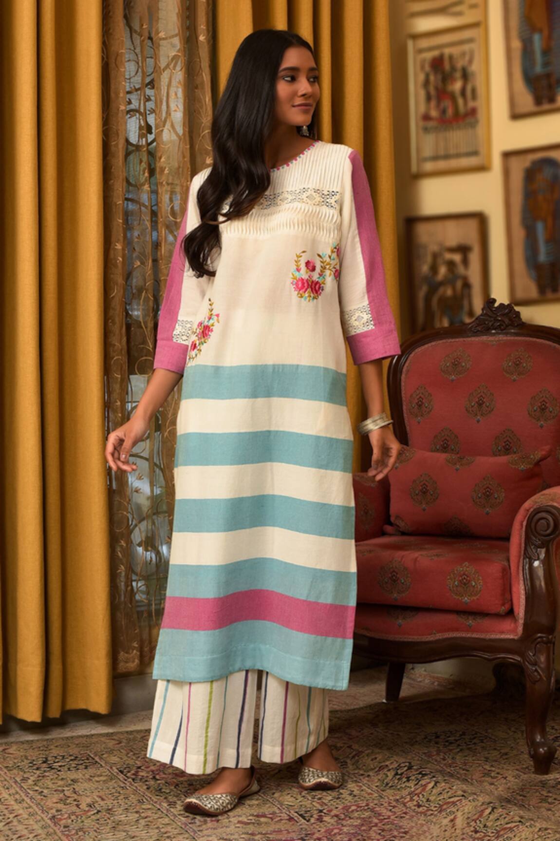 Nuhh Striped Kurta & Pant Set 