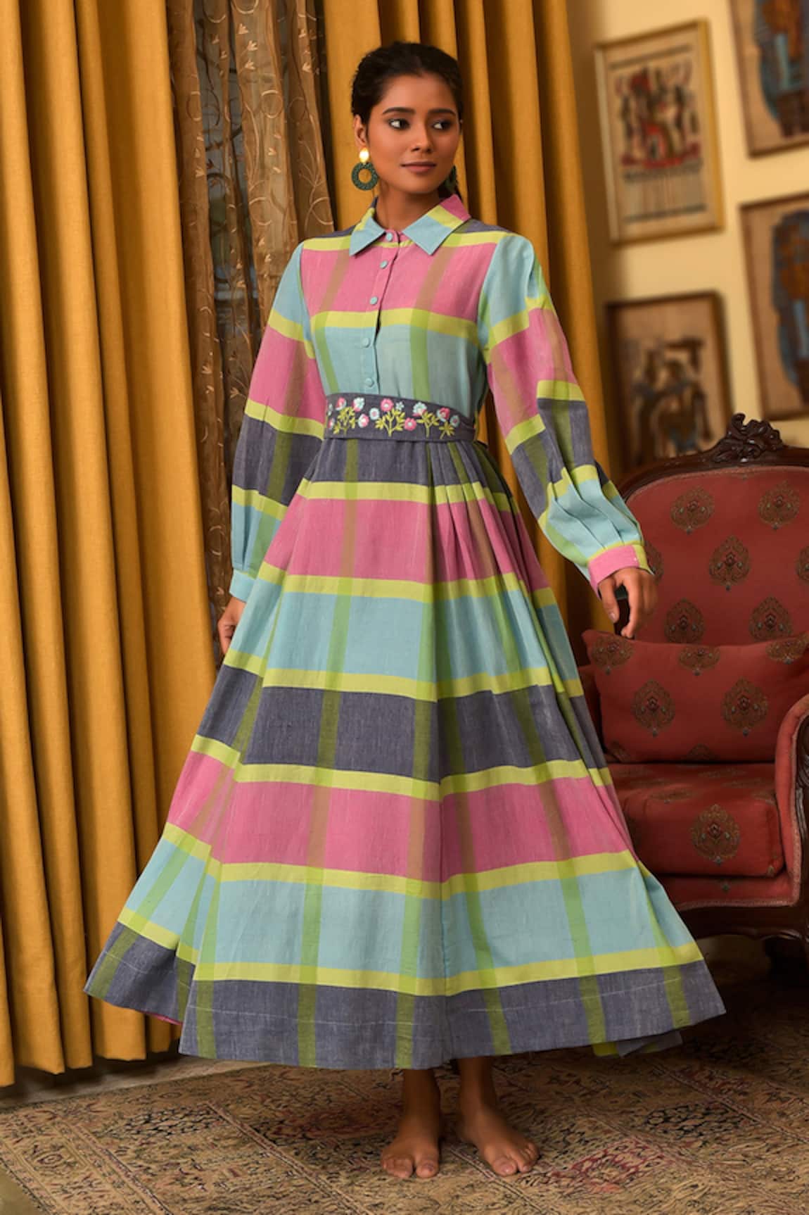 Nuhh Multi Color Handwoven Cotton Dress 