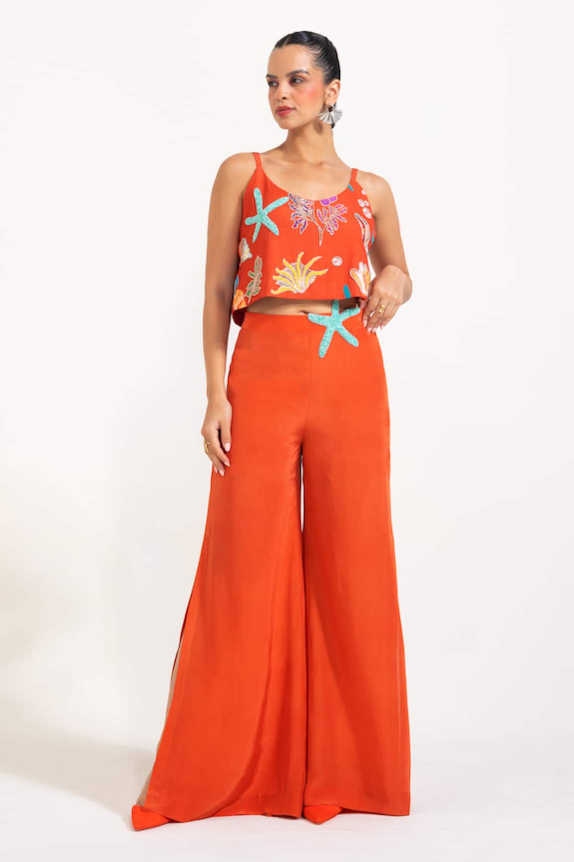 Nautanky Sunset Orange Mermaid Mischief Pant Set 