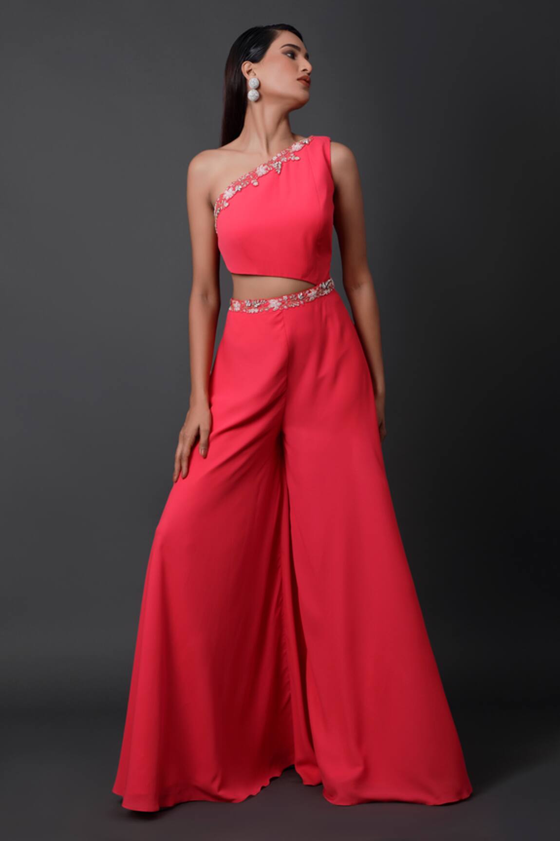 Pooja Peshoria Designer Pink Blended Georgette Jumpsuit 