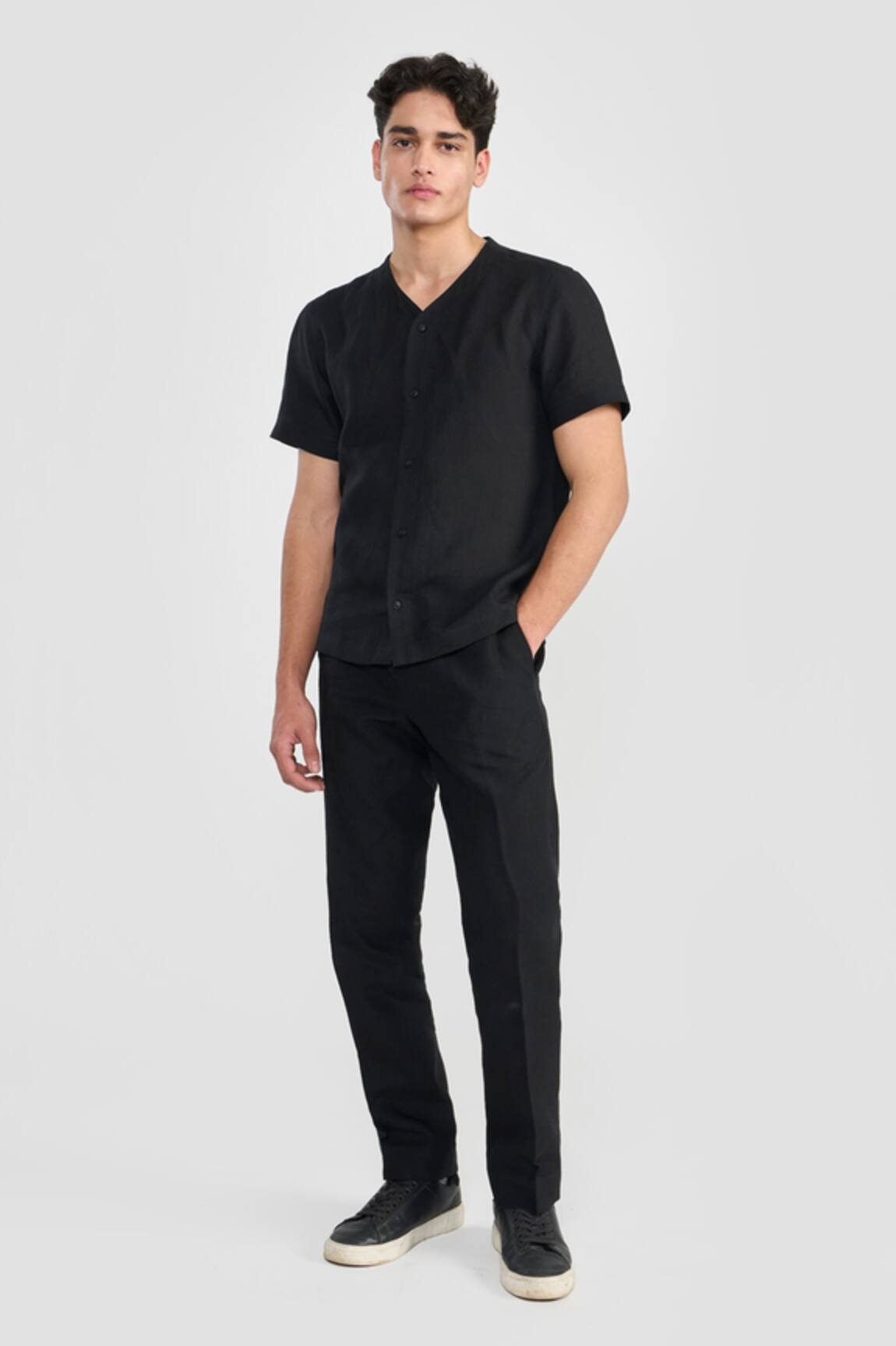 PERONA Otto Black Linen Shirt 