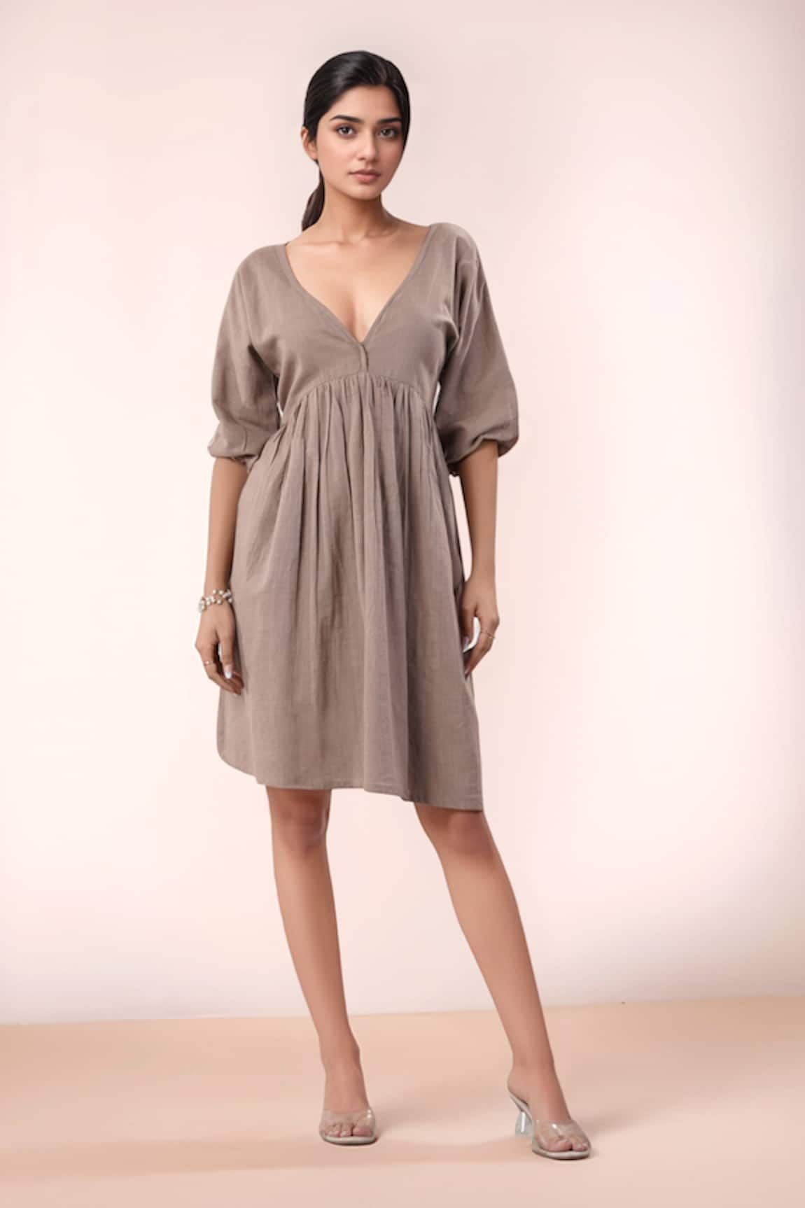 Samyukta Singhania Brown Cotton Designer Dress 