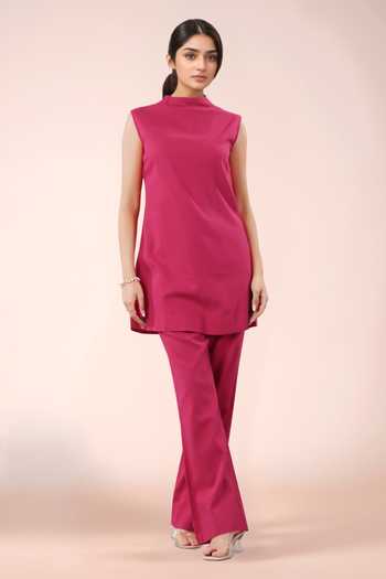 Naintara Bajaj Fuchsia Cotton Designer Top & Pant Set 