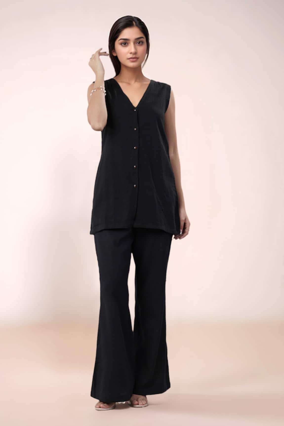 Samyukta Singhania Black Cotton Top & Pant Set 