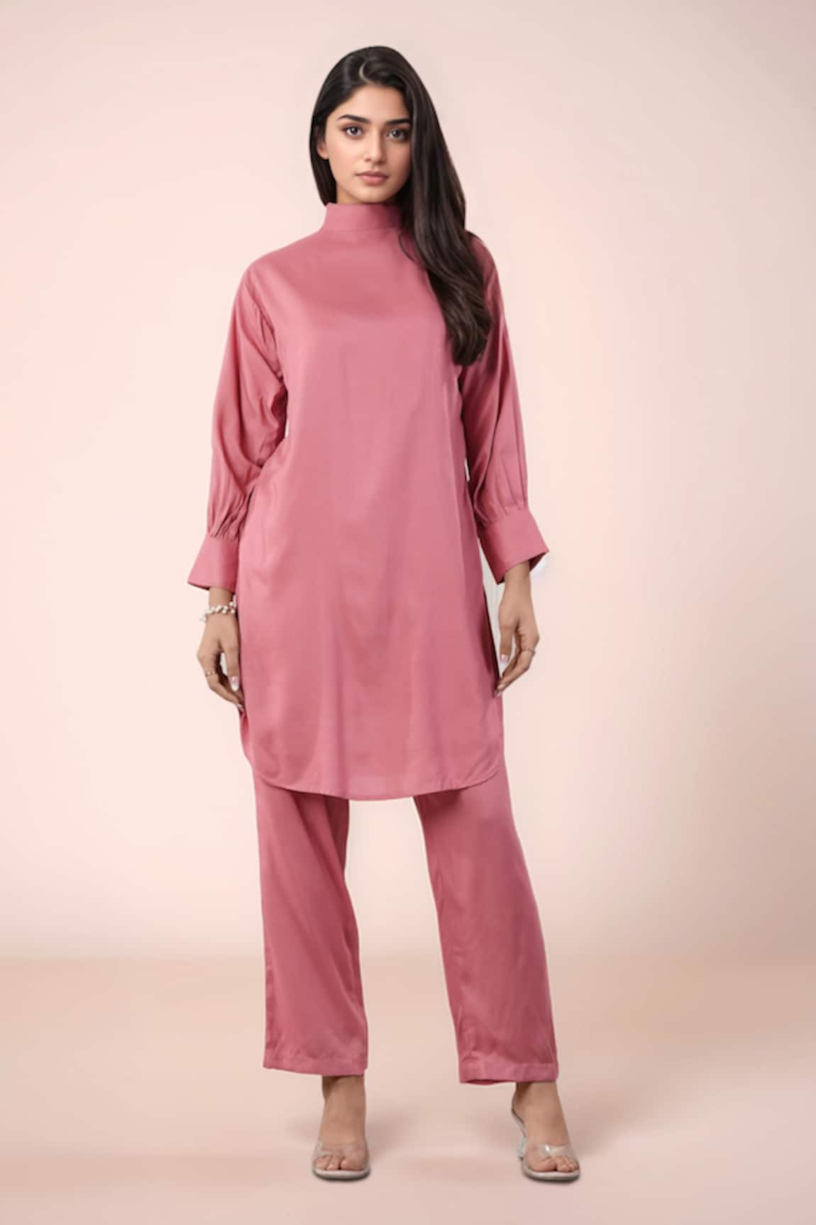 Samyukta Singhania Peach Designer Kurta Pant Set 